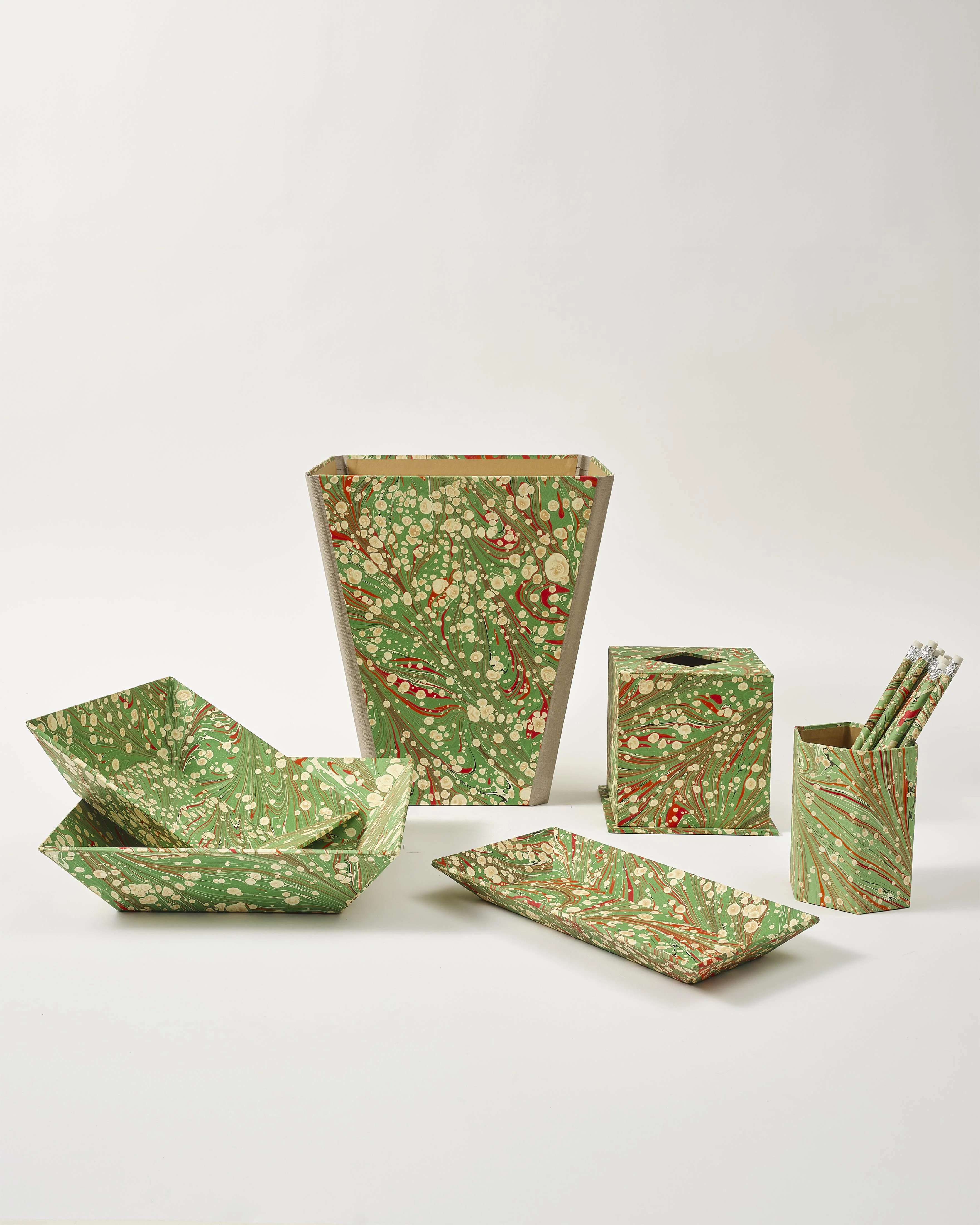 Marbled Tissue Box Cover, Green - Image 4