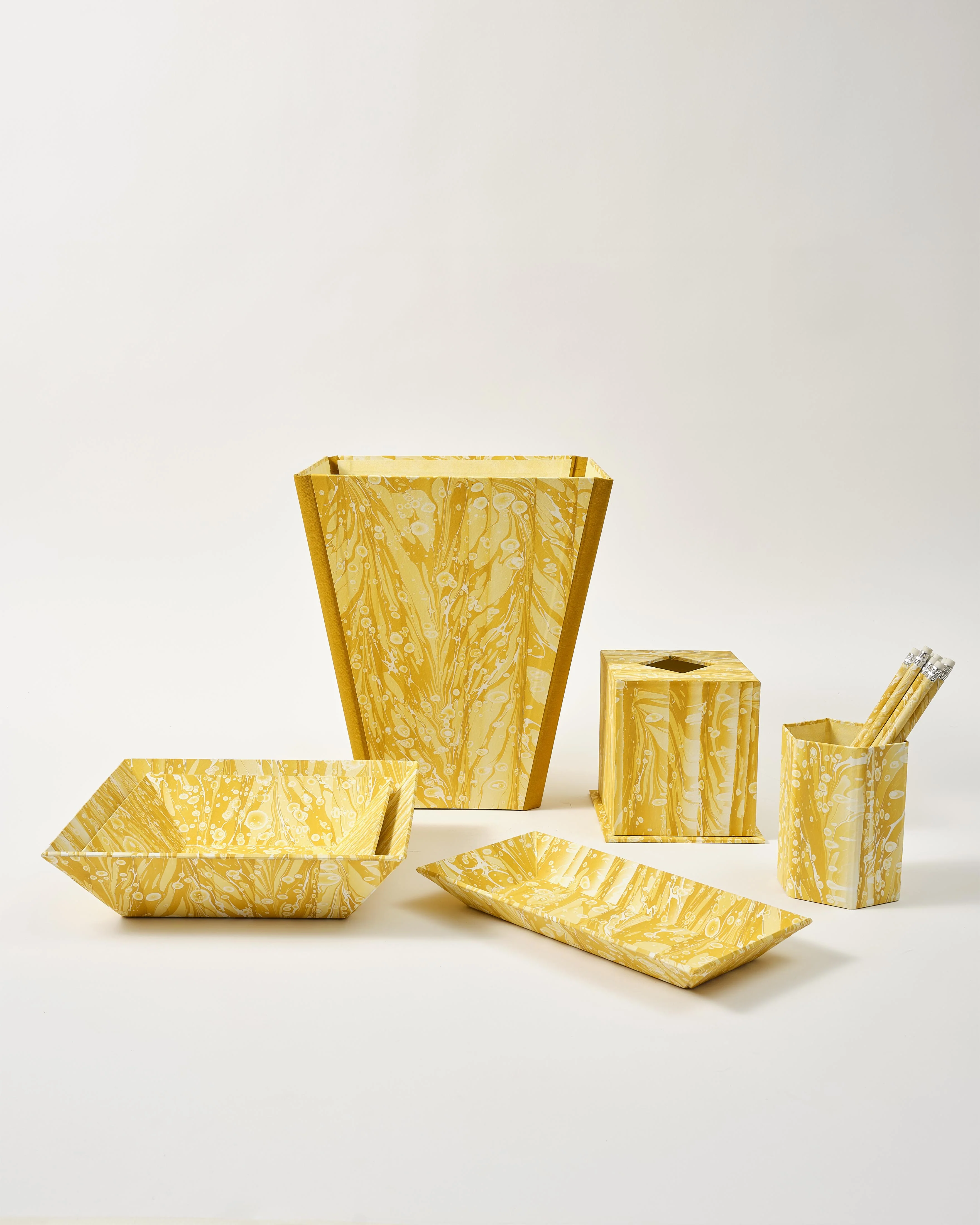 Marbled Wastepaper Bin, Yellow - Image 5