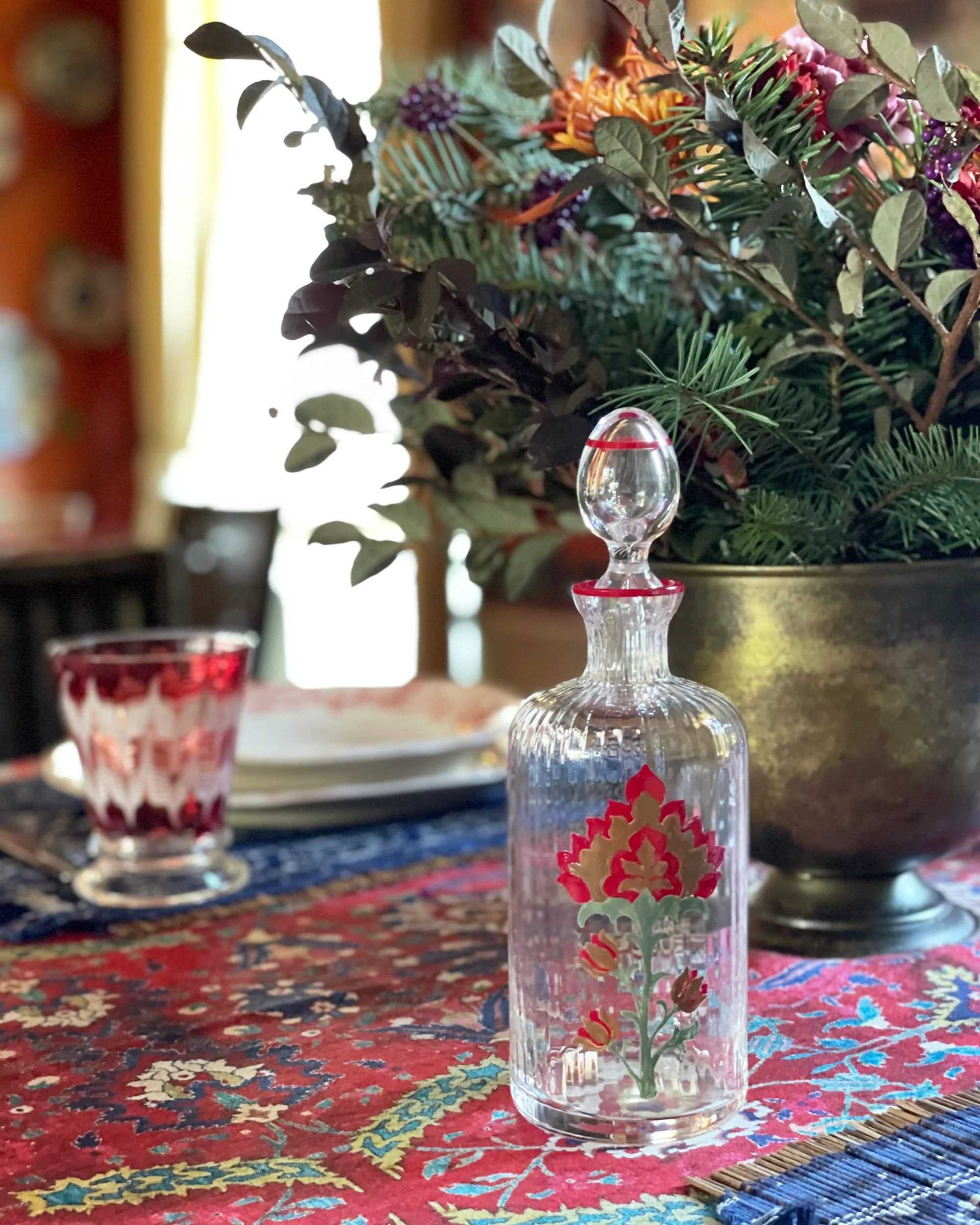 Murano Thistle Hand-Painted Garofalo Bottle - Image 2
