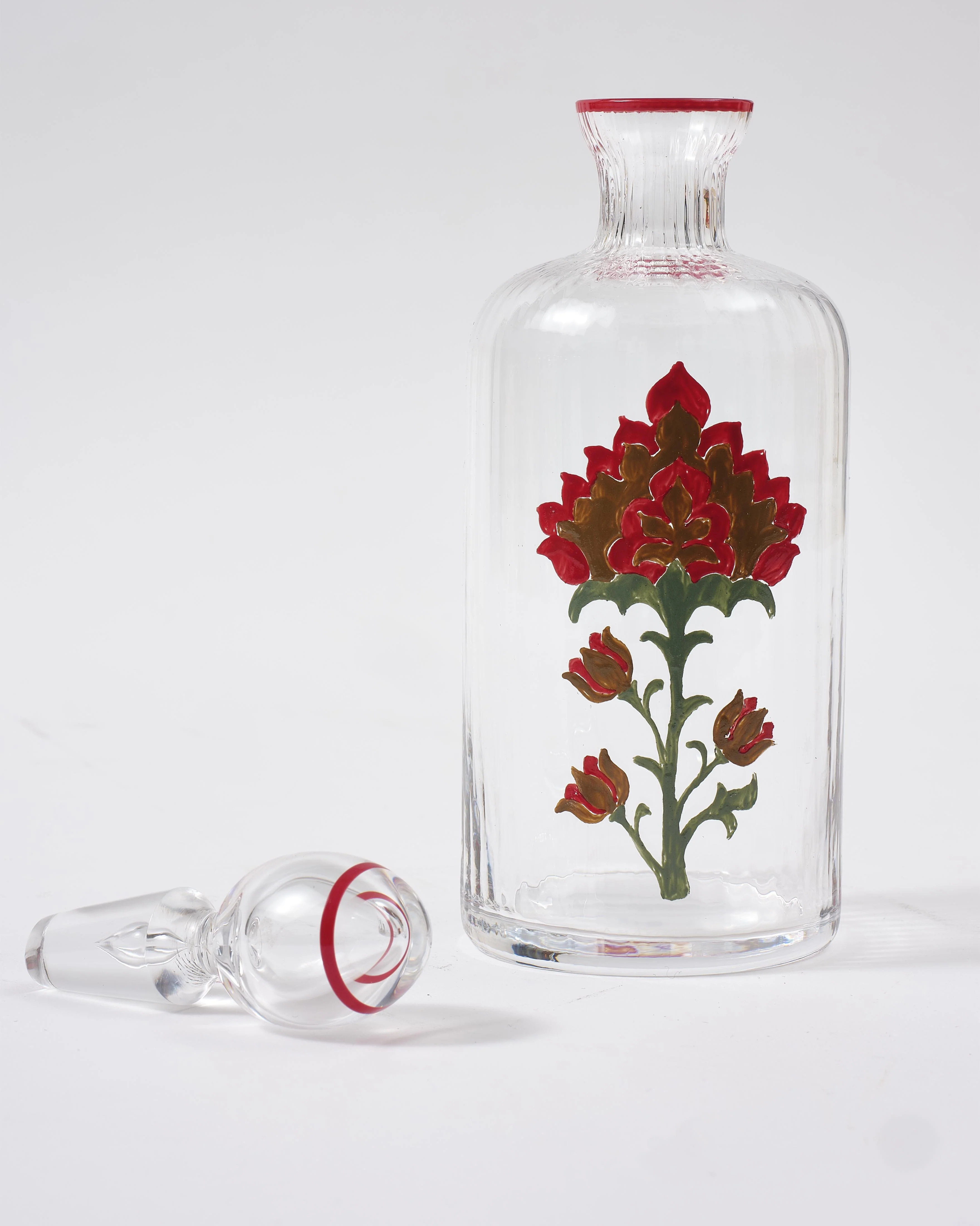 Murano Thistle Hand-Painted Garofalo Bottle - Image 3