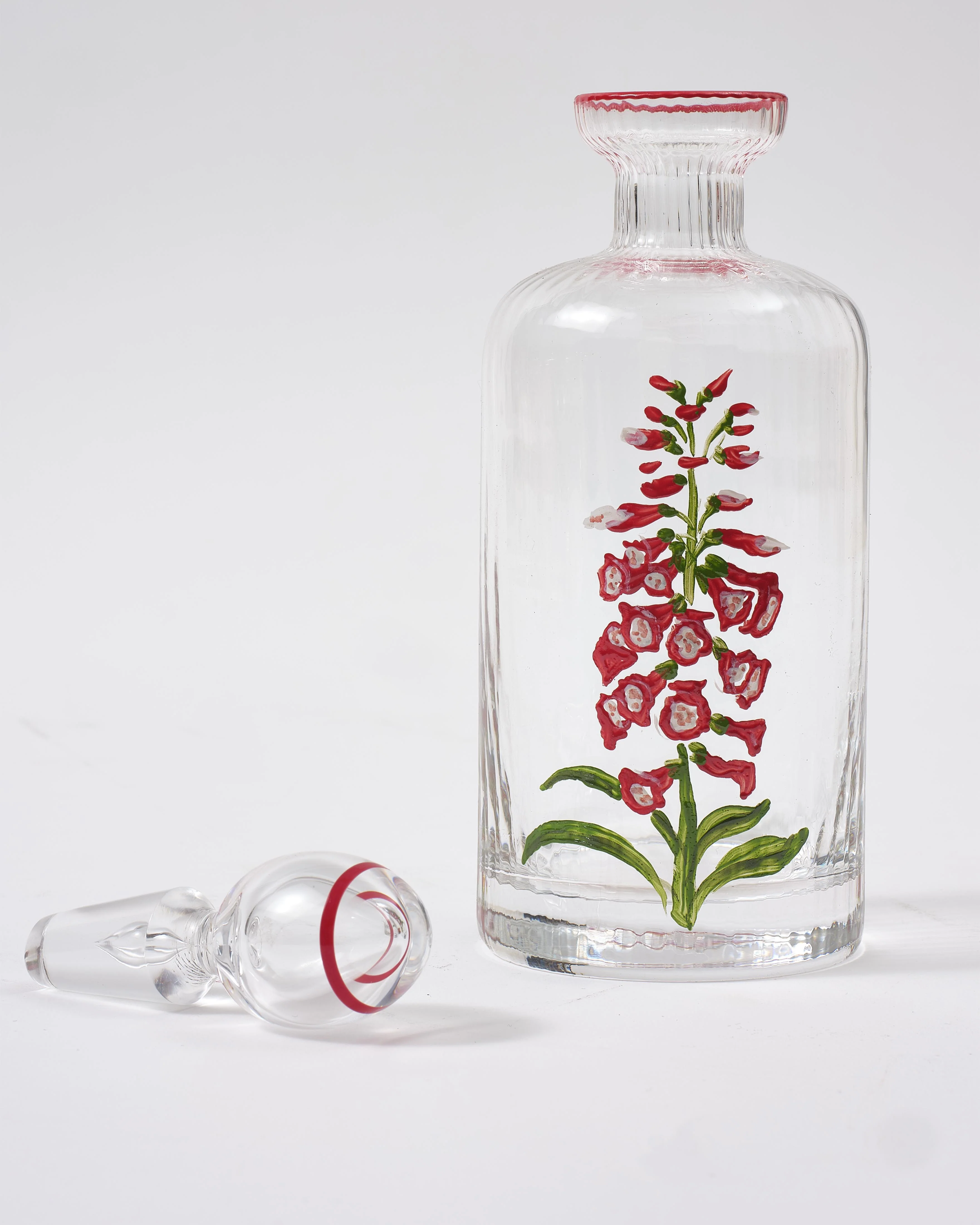 Murano Fuchsia Hand-Painted Oil Bottle Red - Image 2