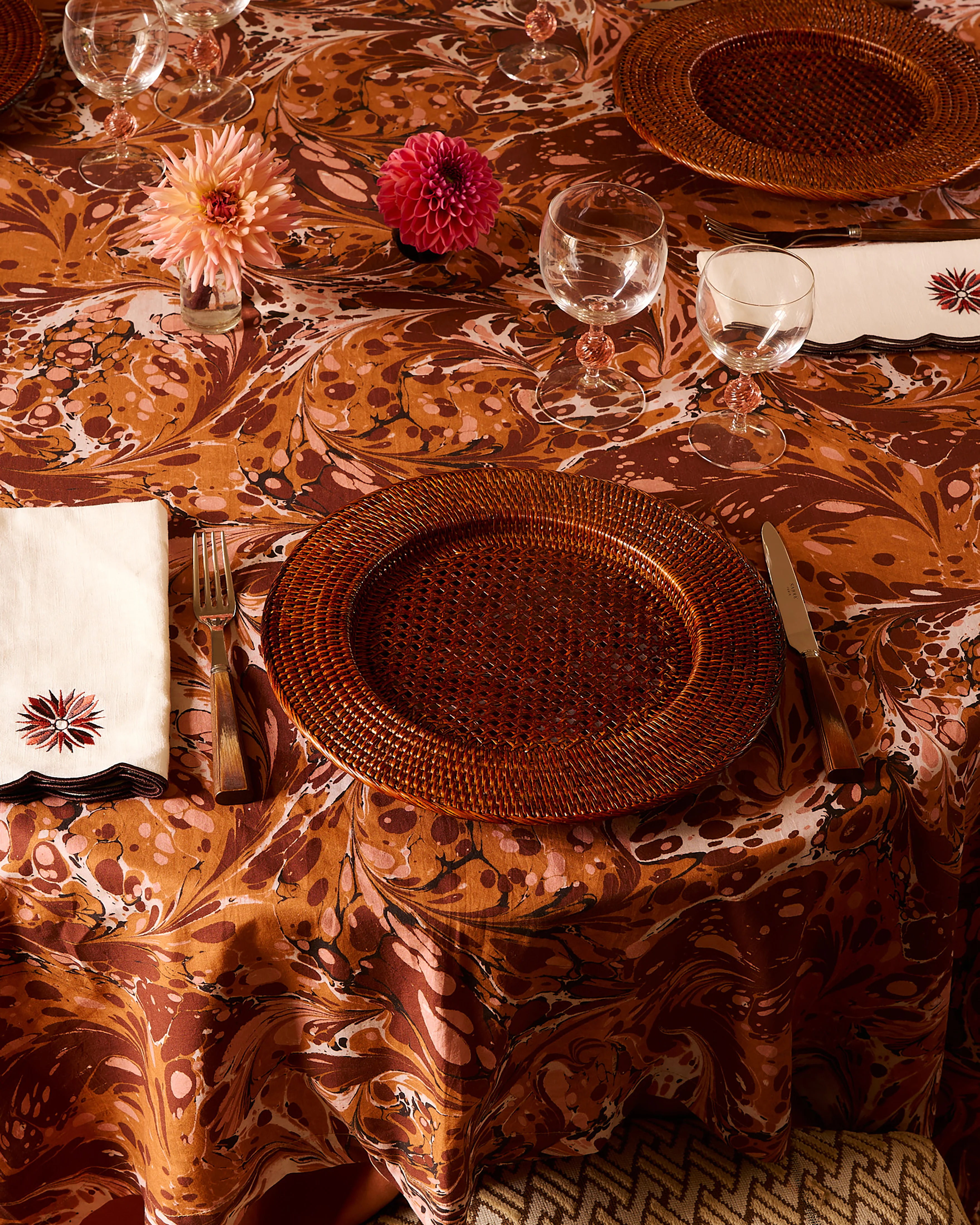 Botanica Embroidered Napkin Terracotta - Image 2