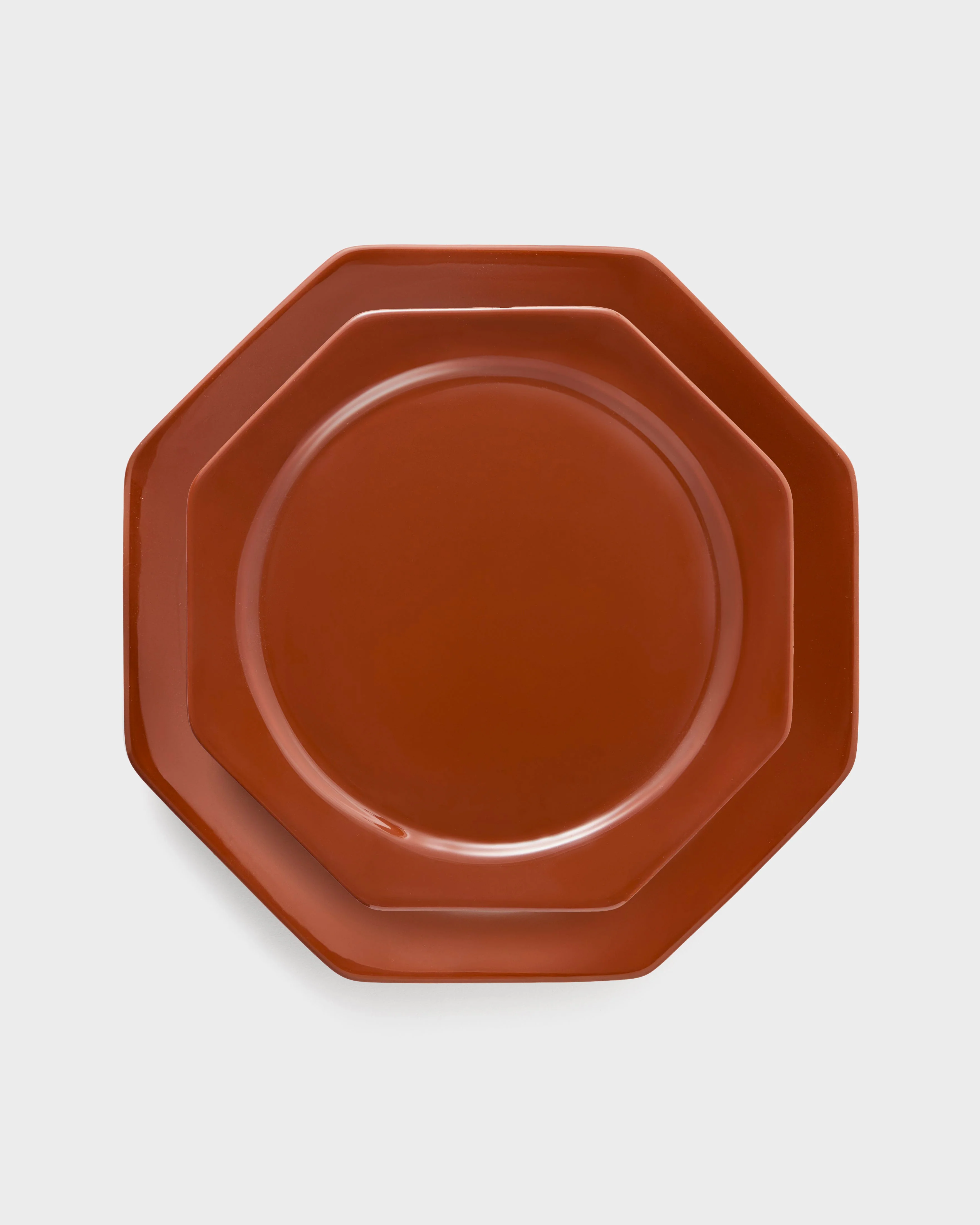 Octagonal Dinner & Dessert Plate Set, Burgundy