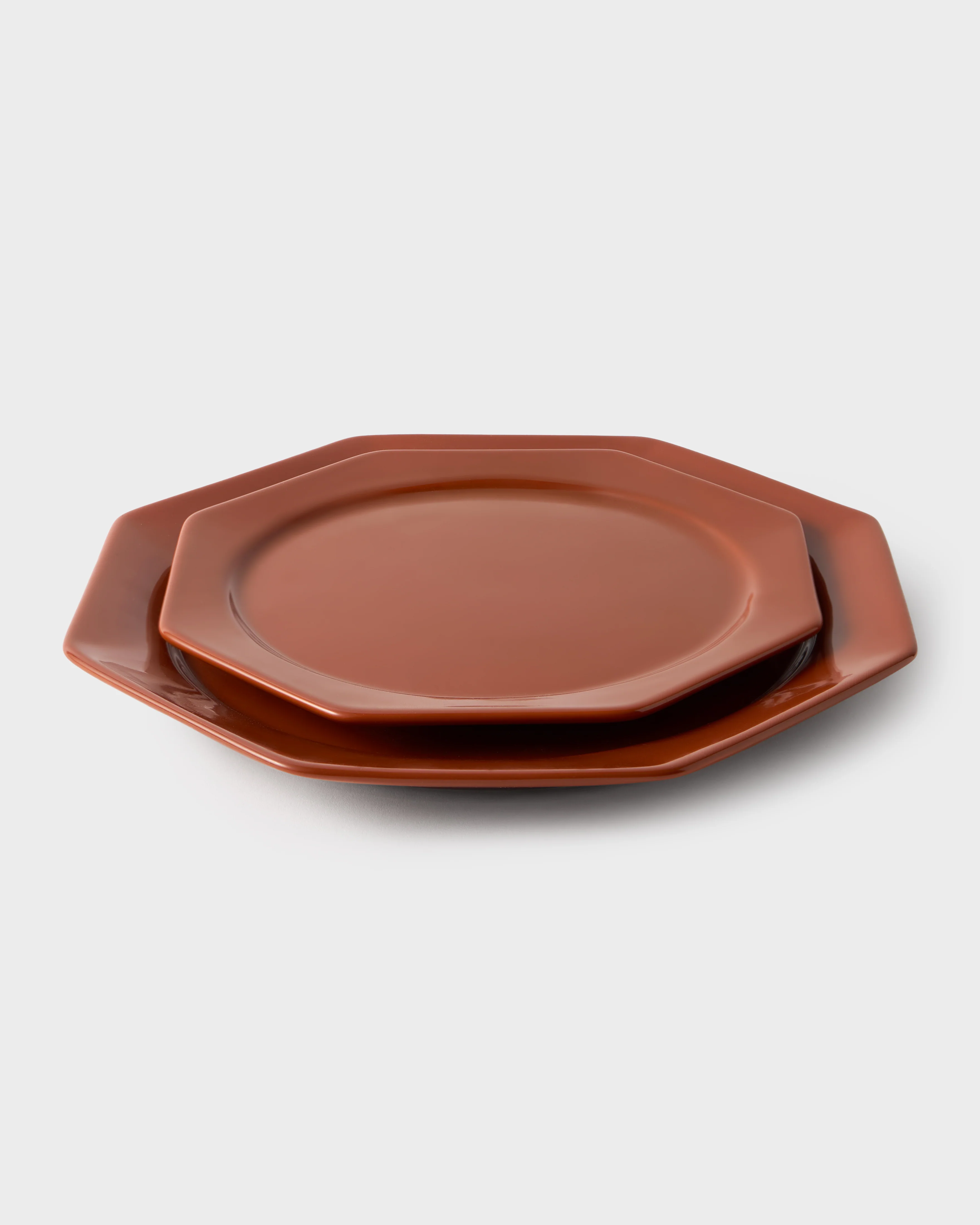 Octagonal Dinner & Dessert Plate Set, Burgundy - Image 3