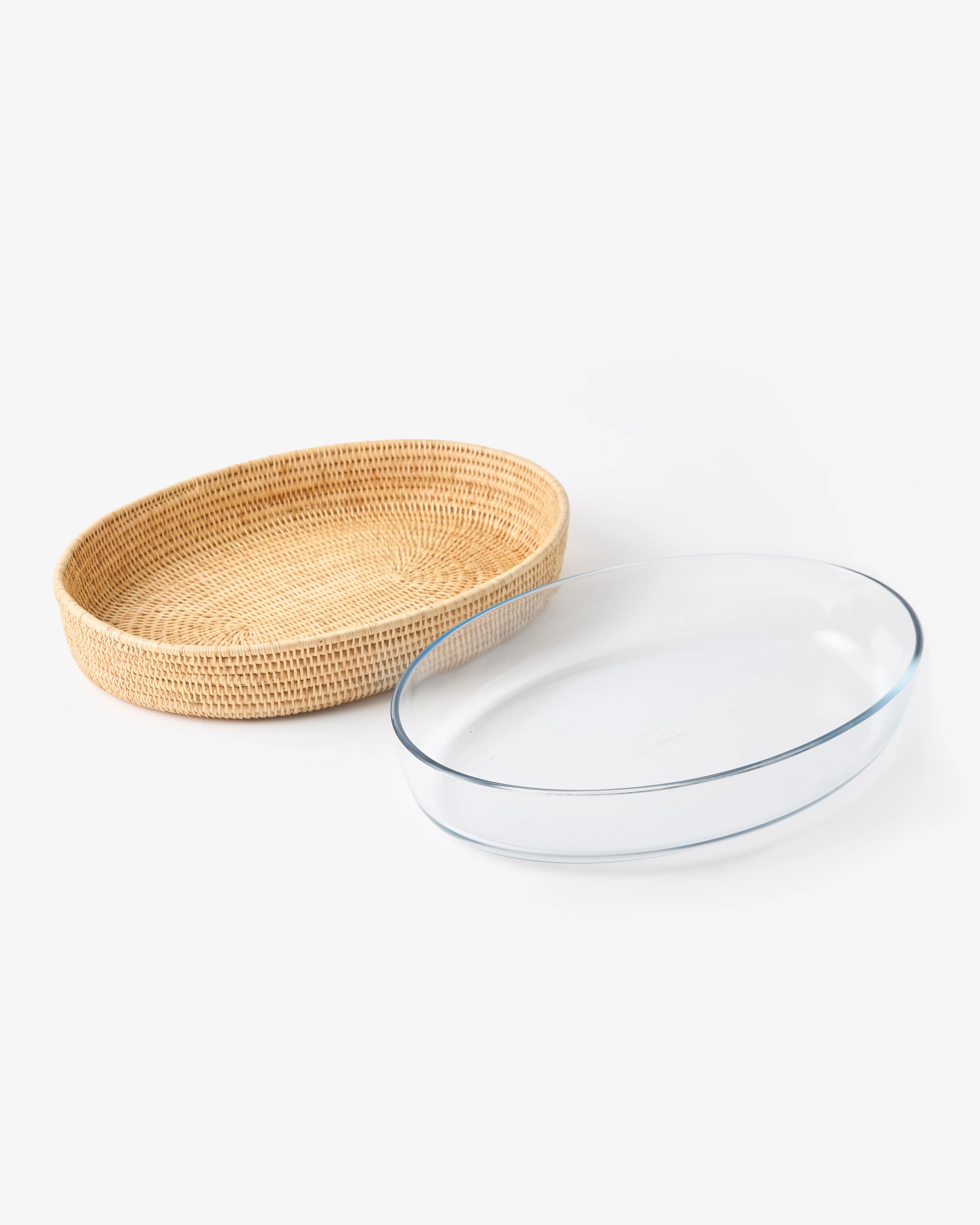 Rattan Sabbia and Glass Baking Dish, Oval - Image 2