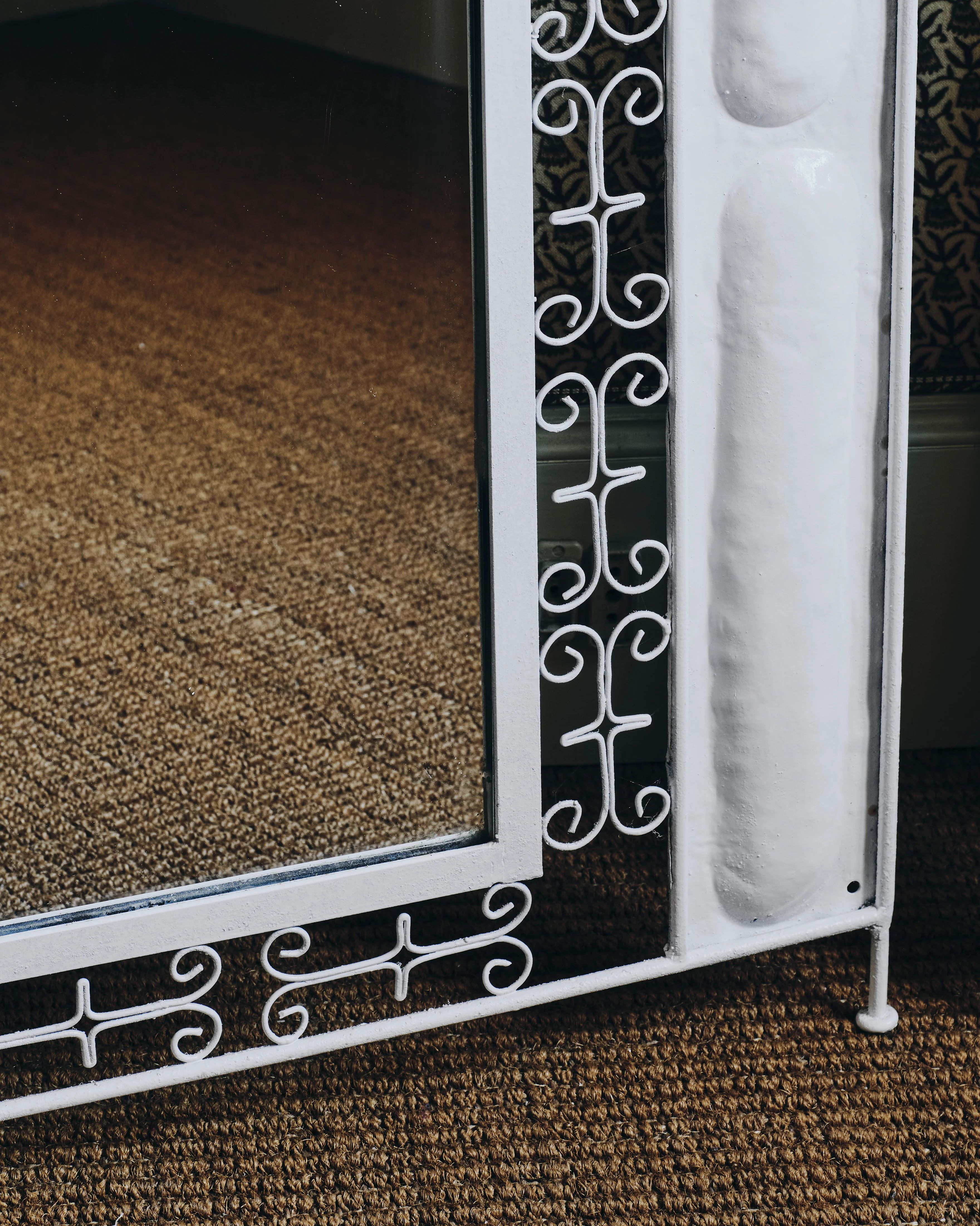 Pair of Large White Metal Arched Mirrors - Image 4