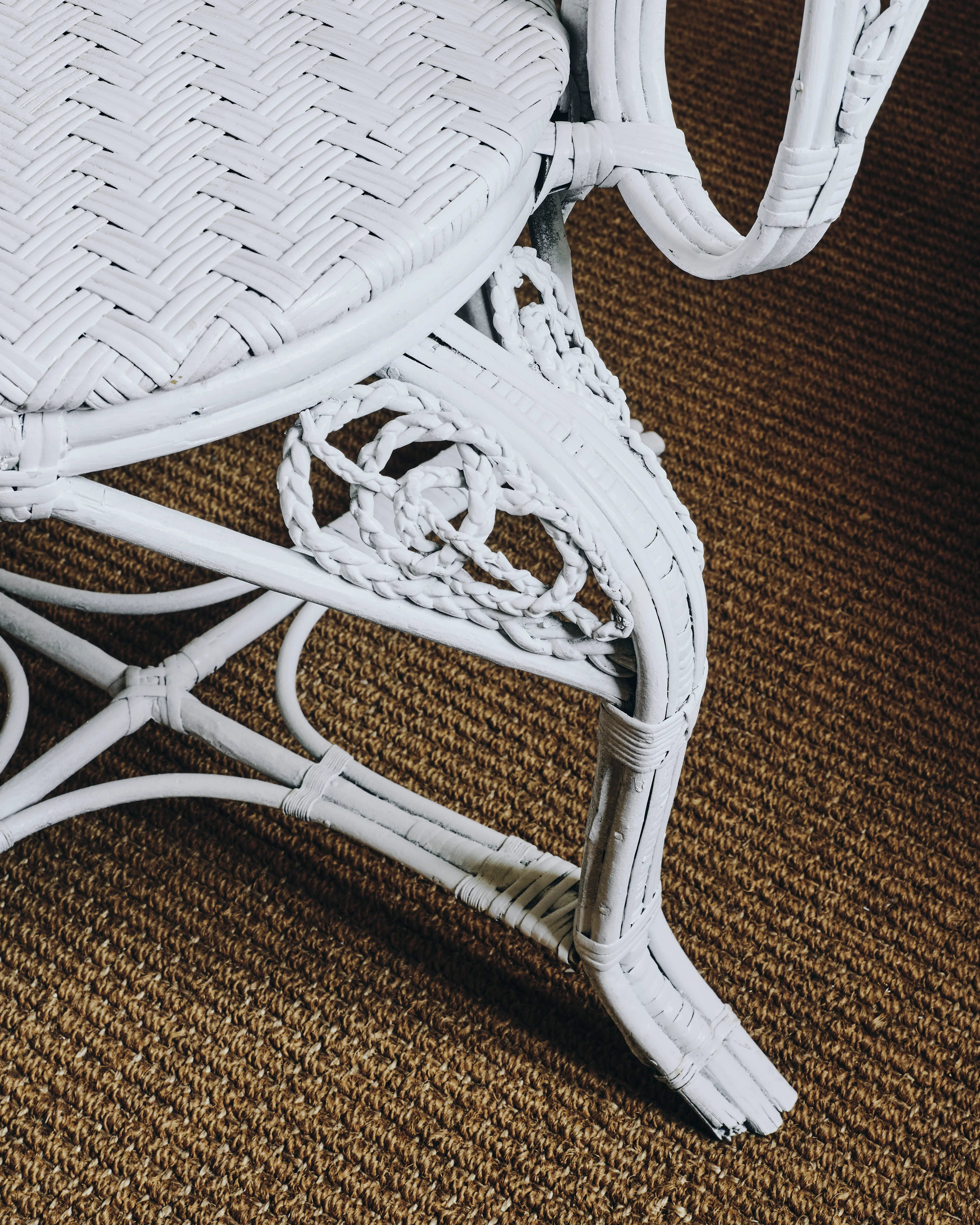 Pair of Ornate White Cane Armchairs - Image 3
