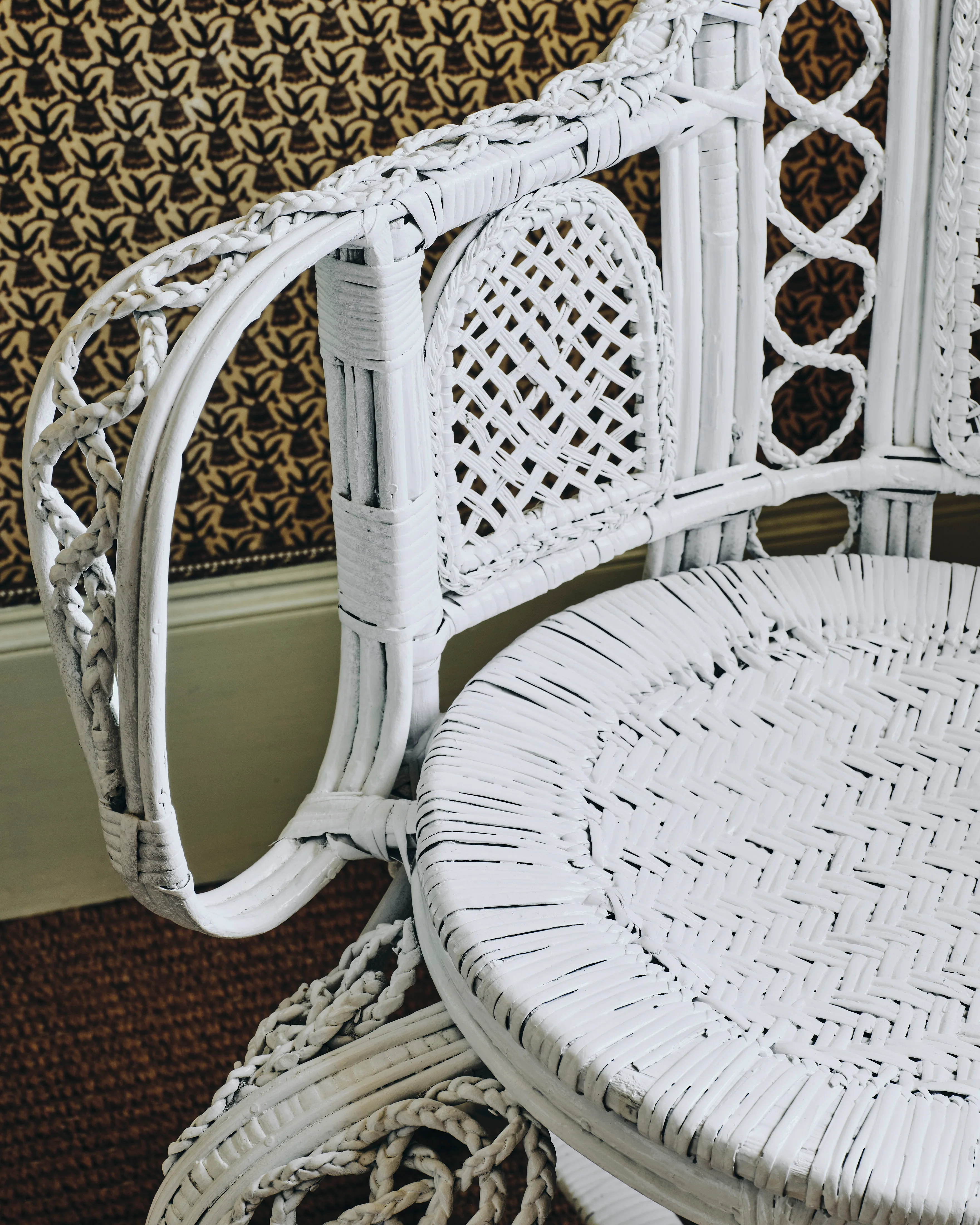Pair of Ornate White Cane Armchairs - Image 4