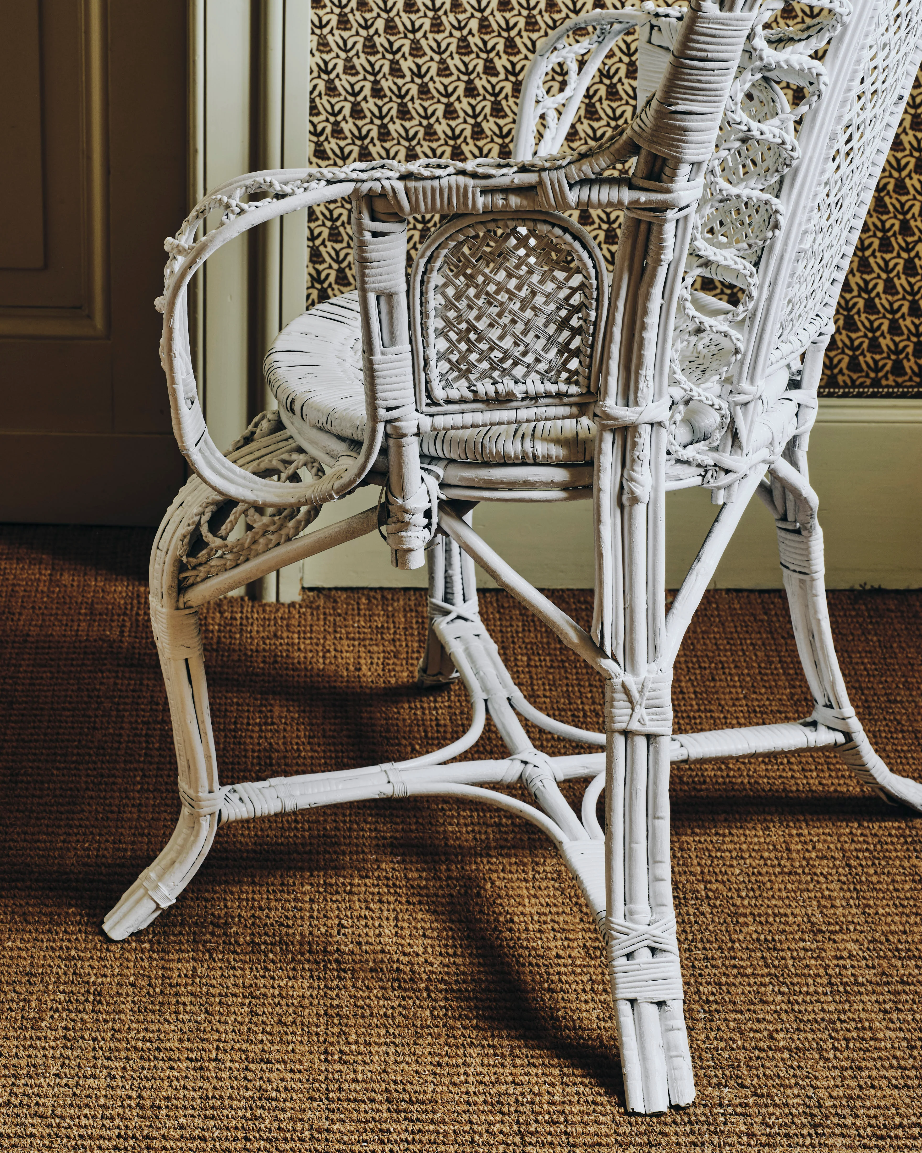 Pair of Ornate White Cane Armchairs - Image 5