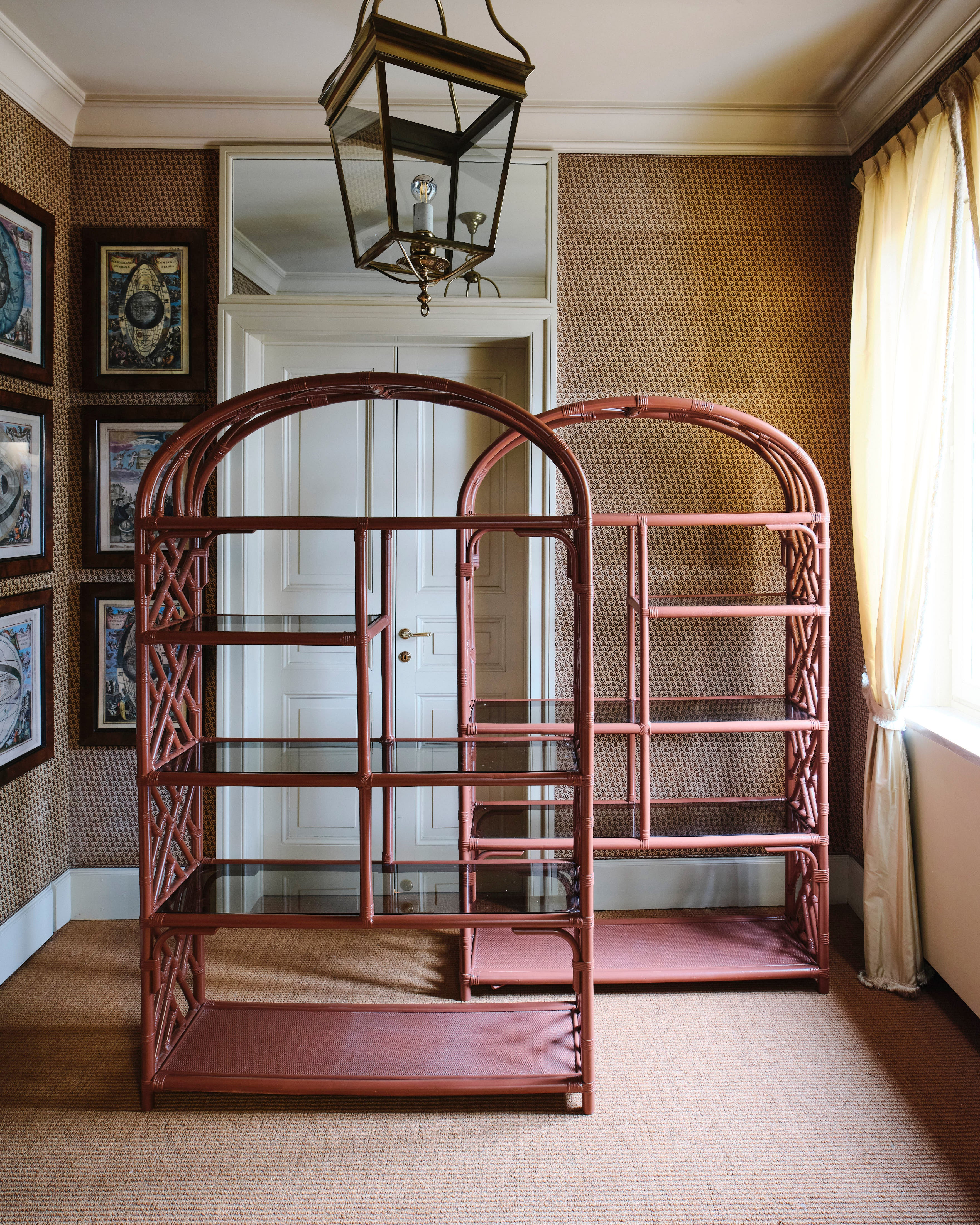 Pair of Faux-Bamboo Arched Bookshelves