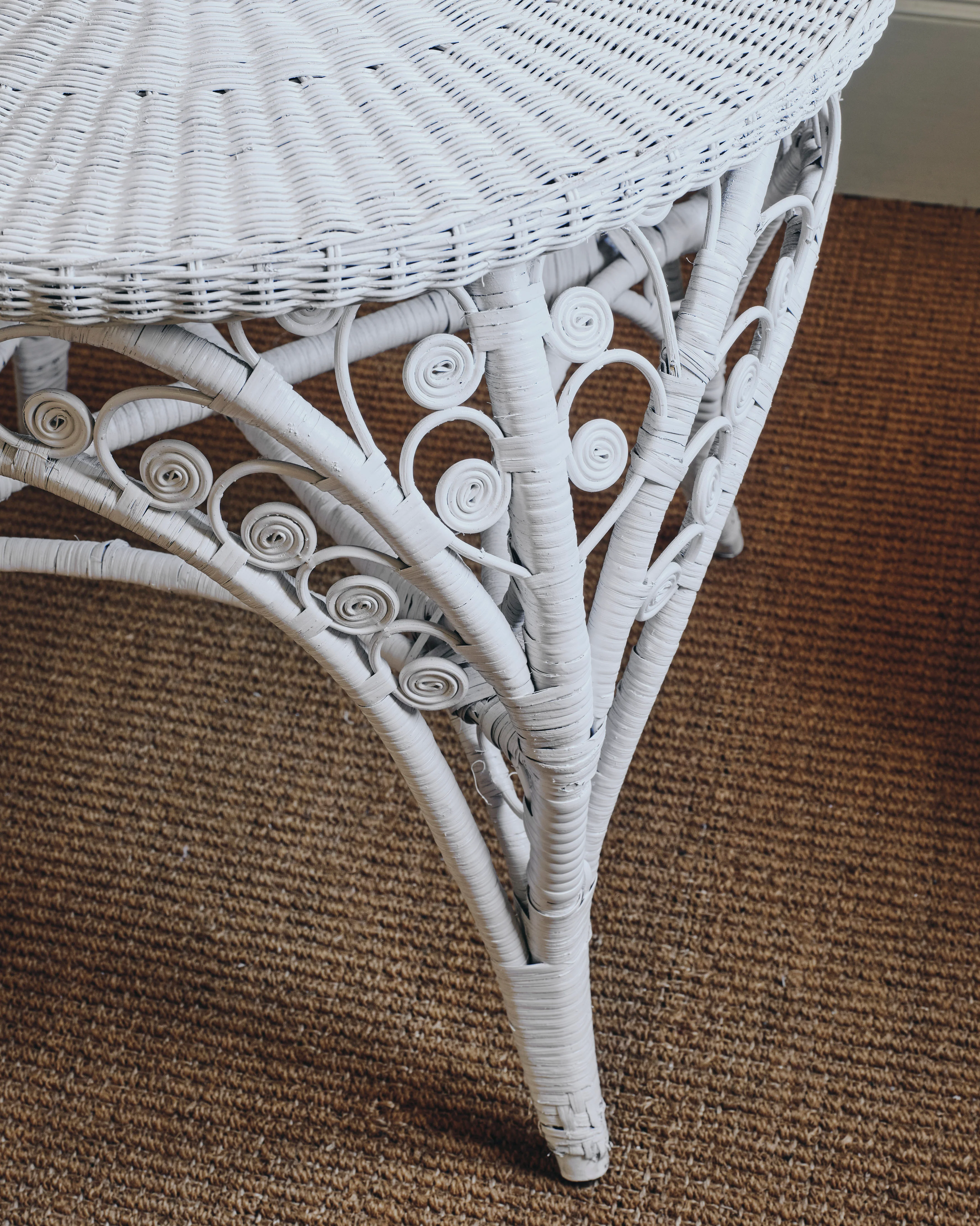 Pair of White Peacock-Back Chairs with Matching Table - Image 3