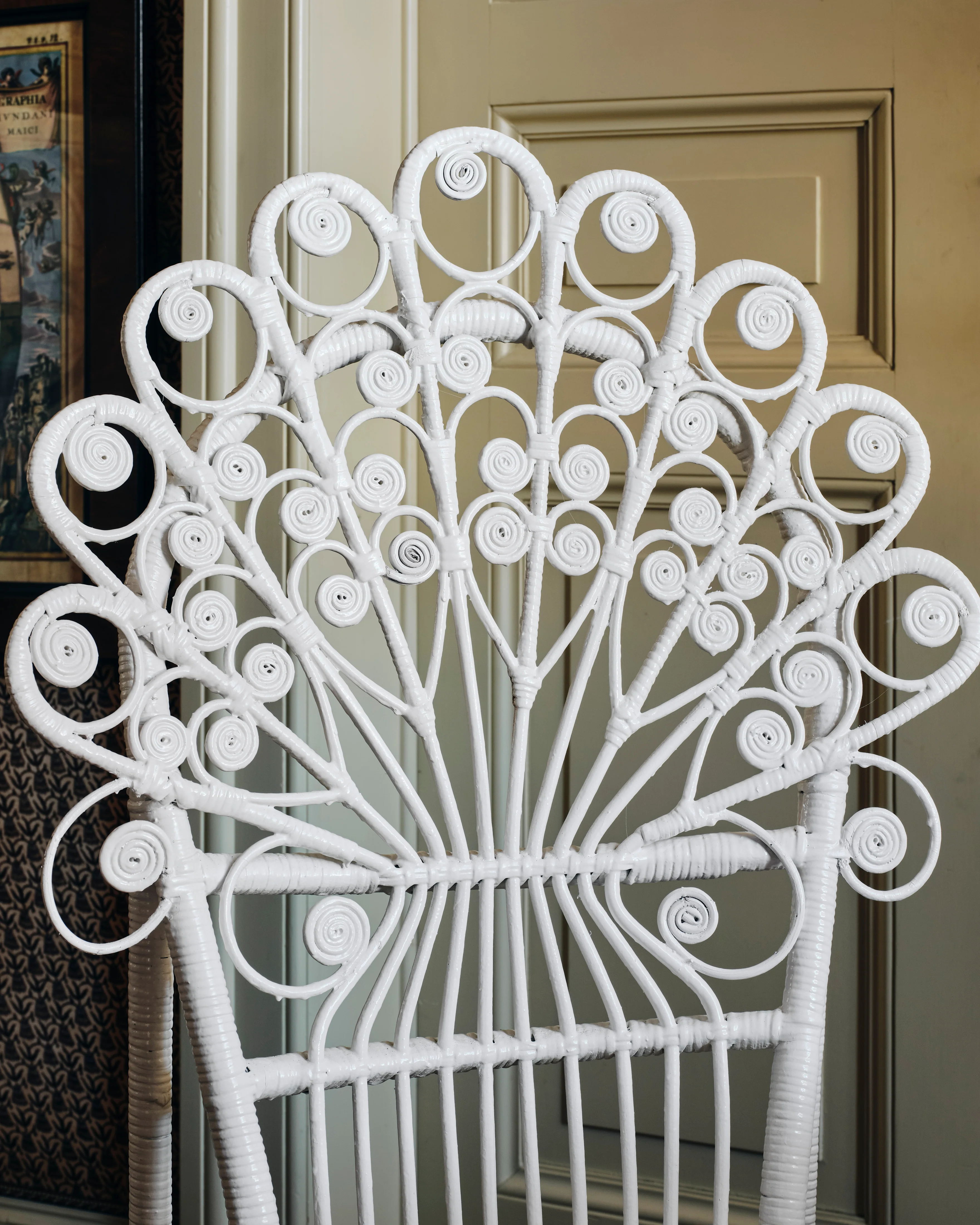 Pair of White Peacock-Back Chairs with Matching Table - Image 4