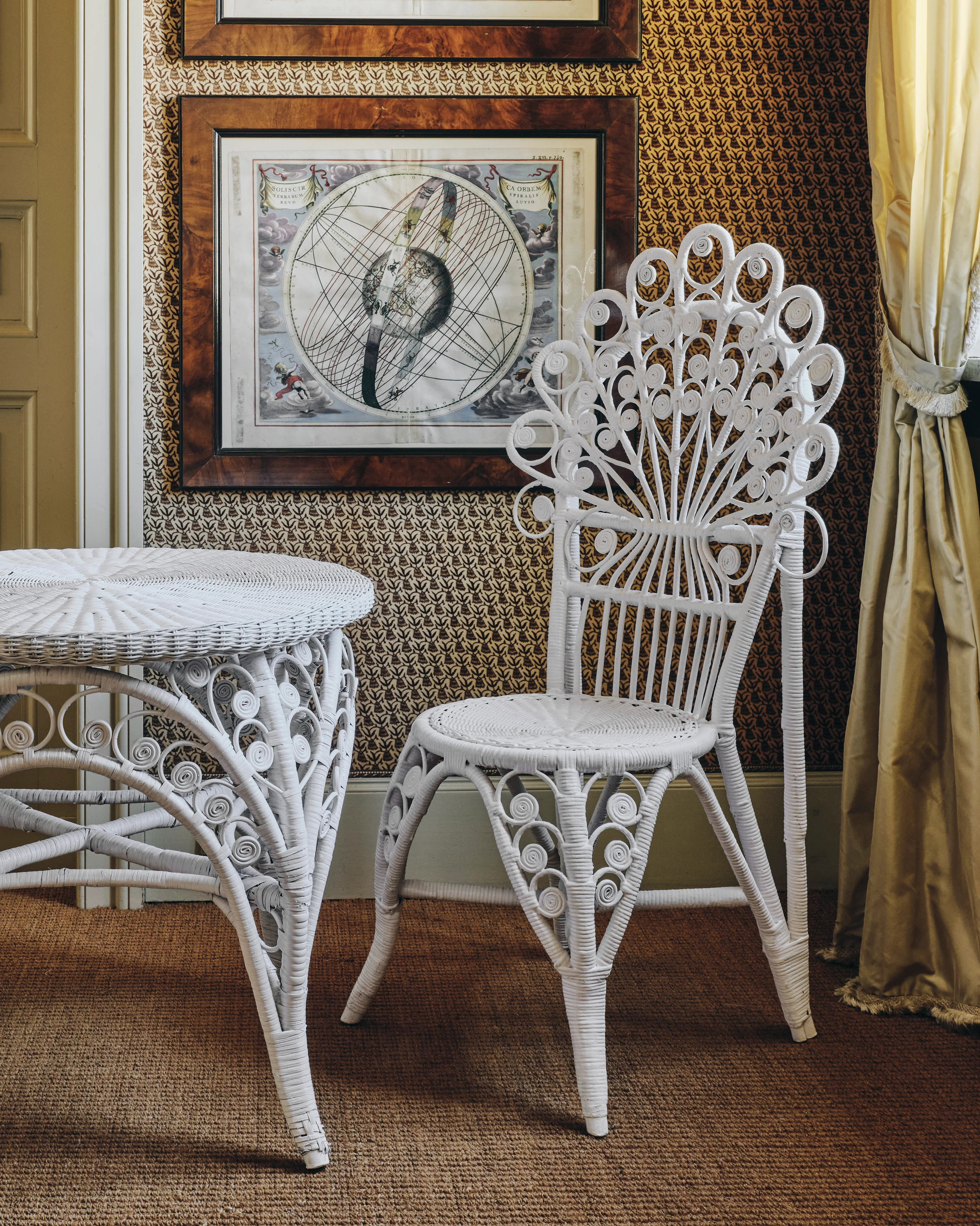 Pair of White Peacock-Back Chairs with Matching Table - Image 5