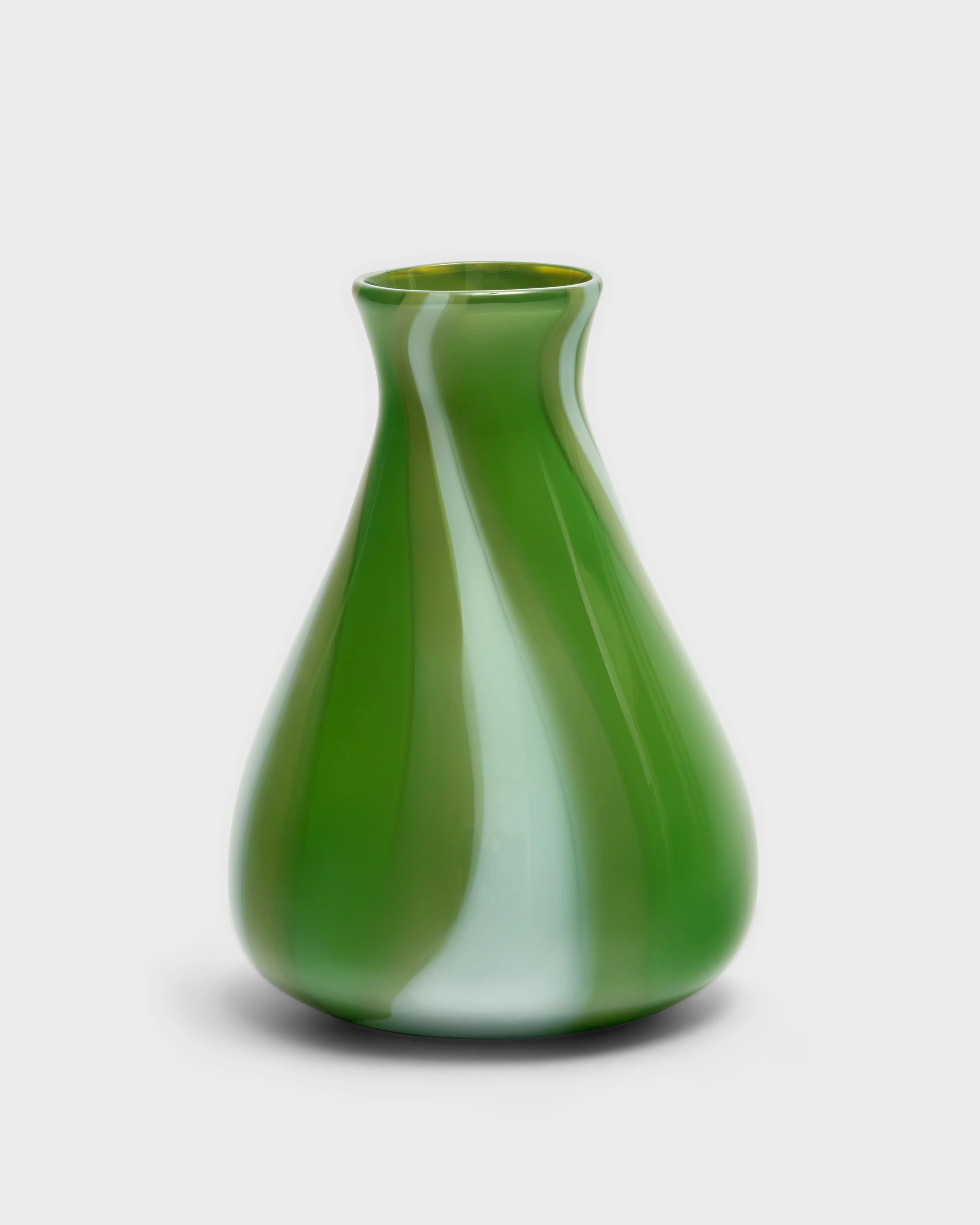 Pistachio Teardrop Vase with Cactus, Olive, and White Strokes