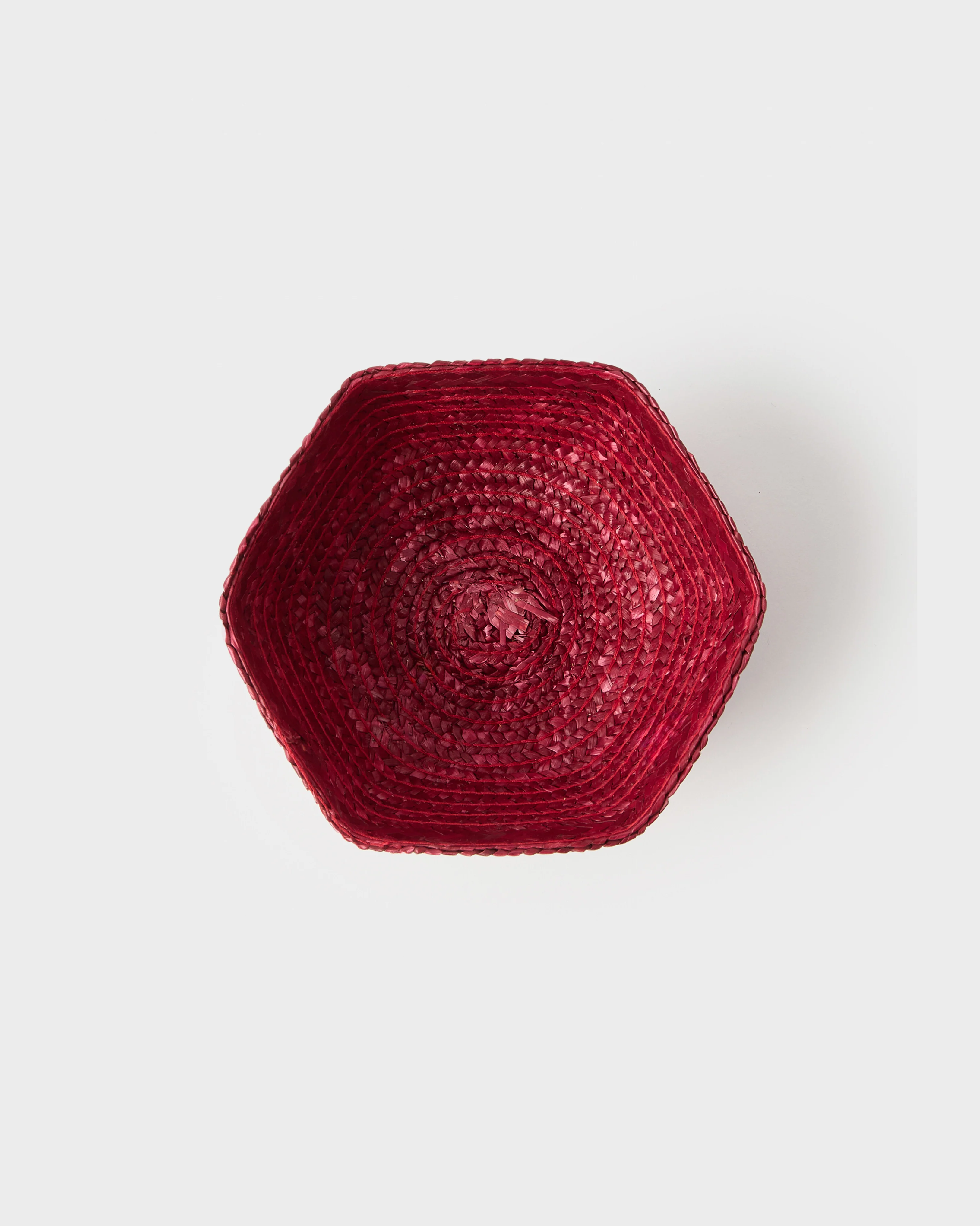 Dark Red Small Raffia Basket - Image 3