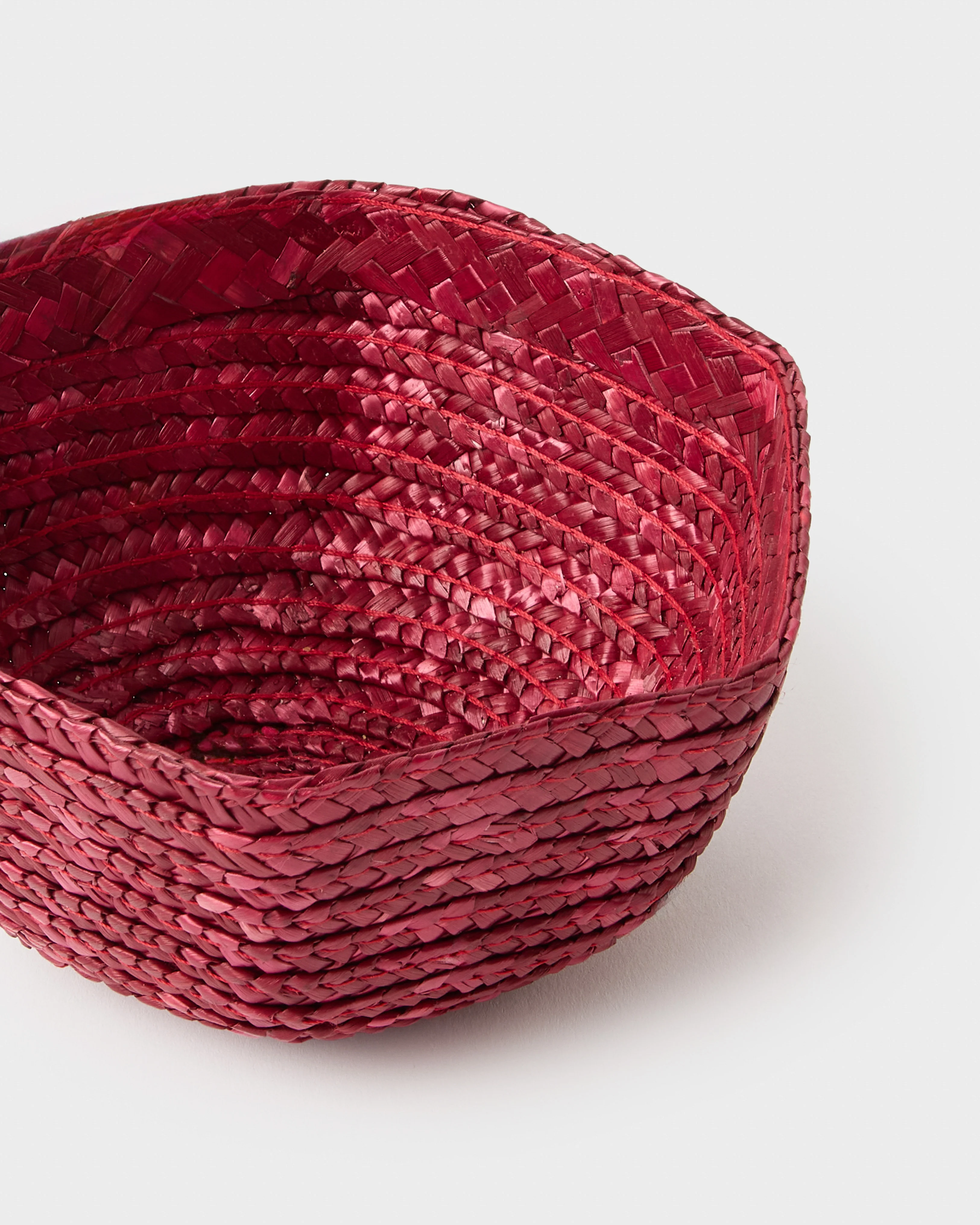 Dark Red Small Raffia Basket - Image 4