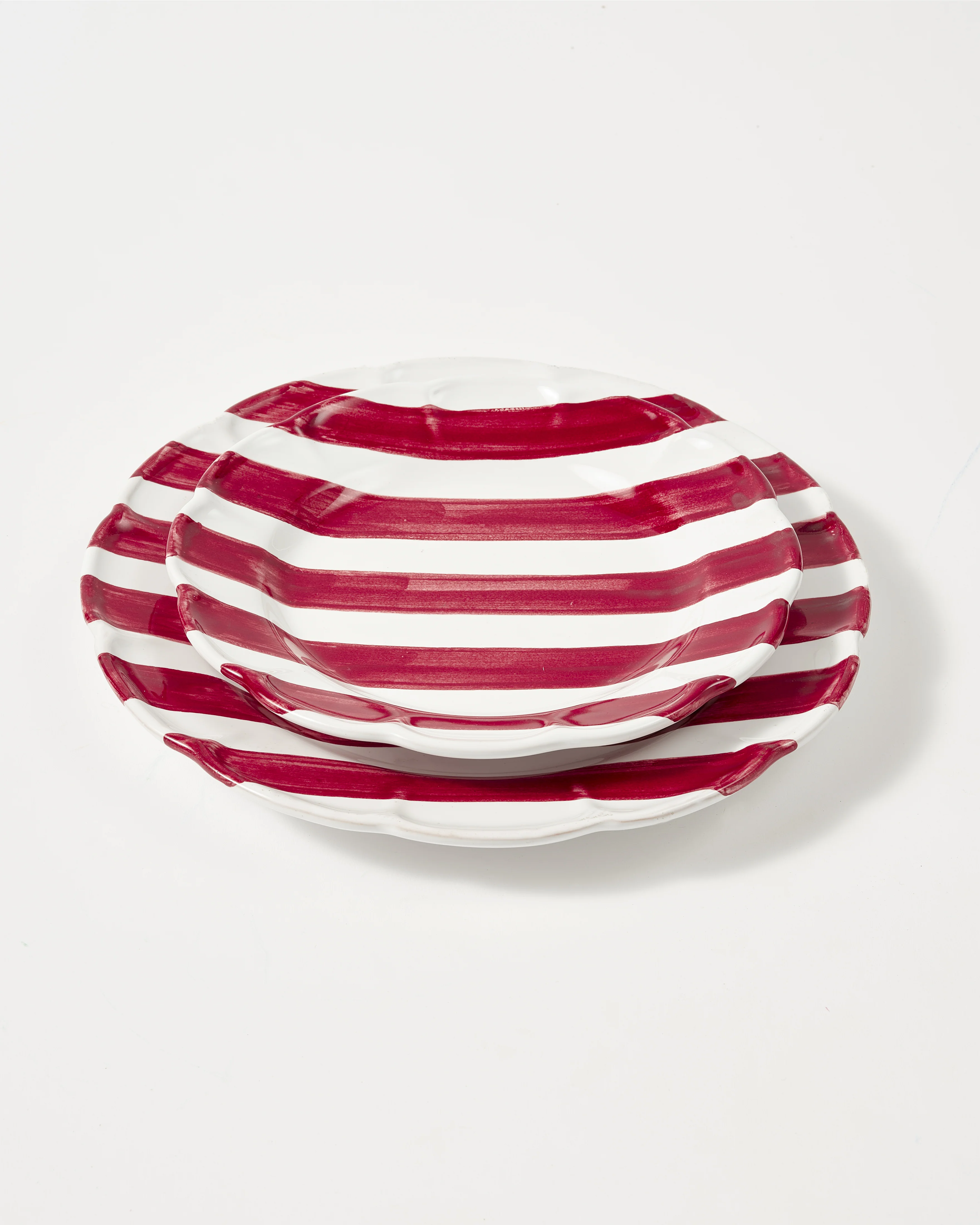 Righe Dessert Plate Burgundy - Image 3