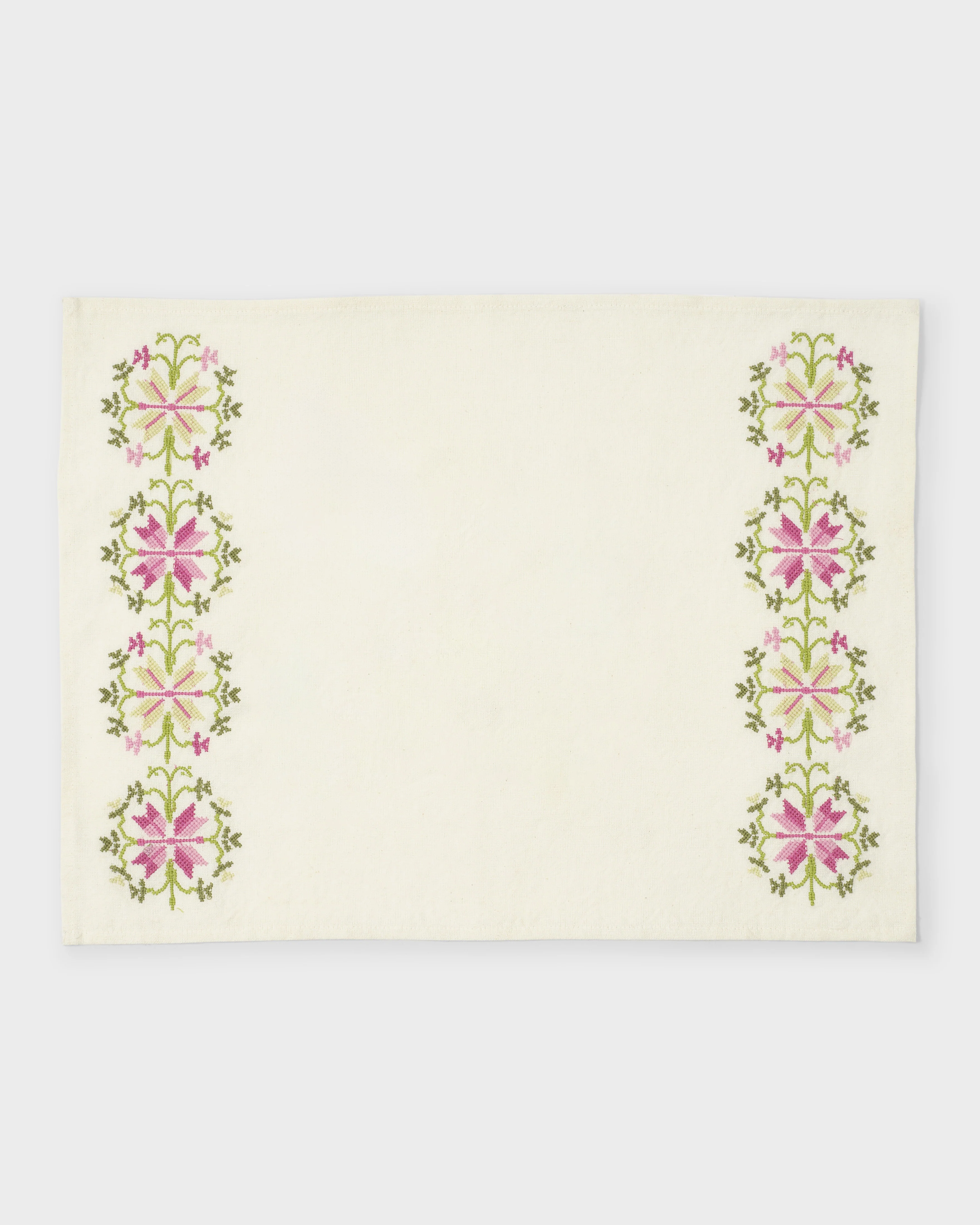 Rohida Embroidered Placemat, Pink and Green (Set of 2)