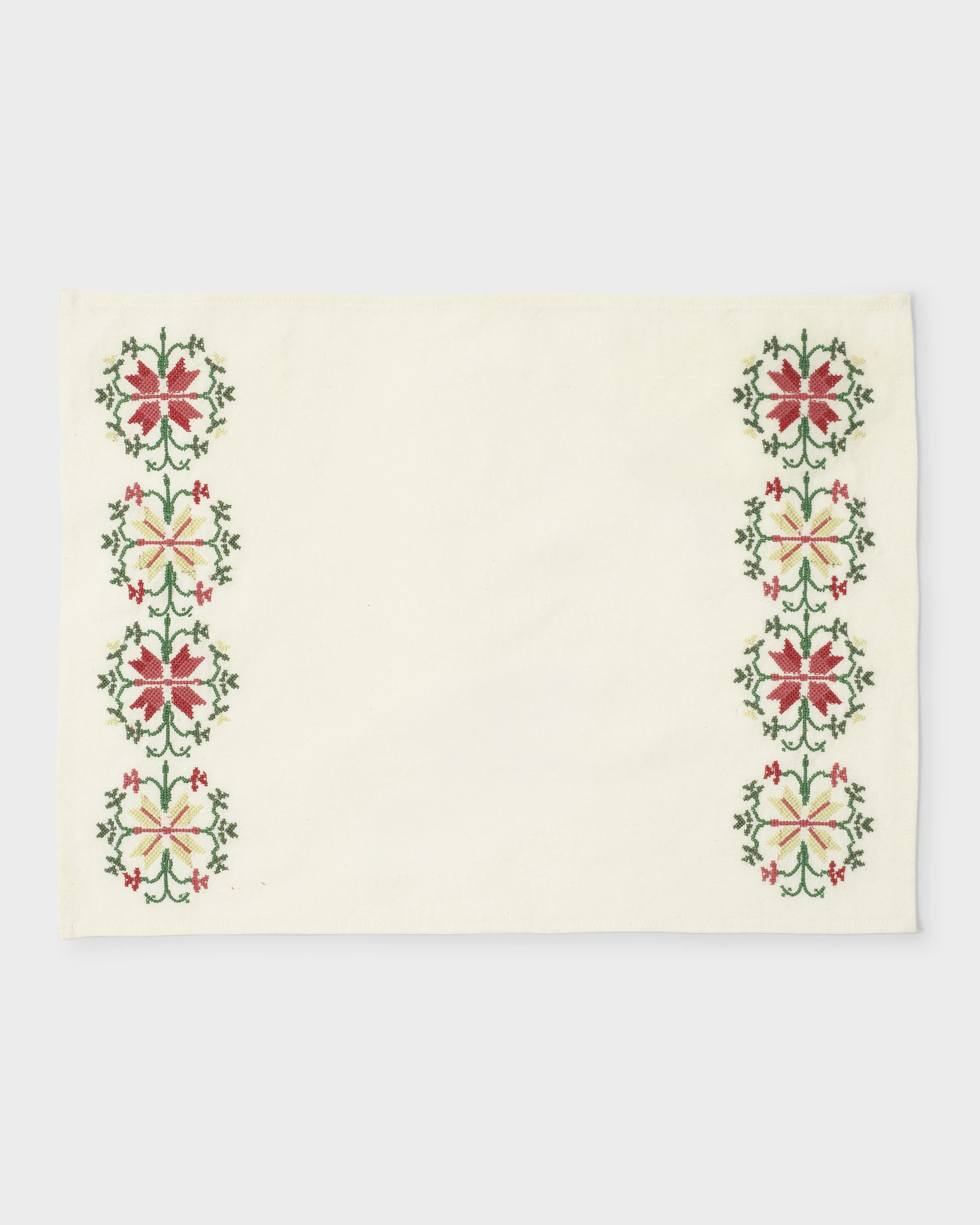 Rohida Embroidered Placemat, Red and White (Set of 2)