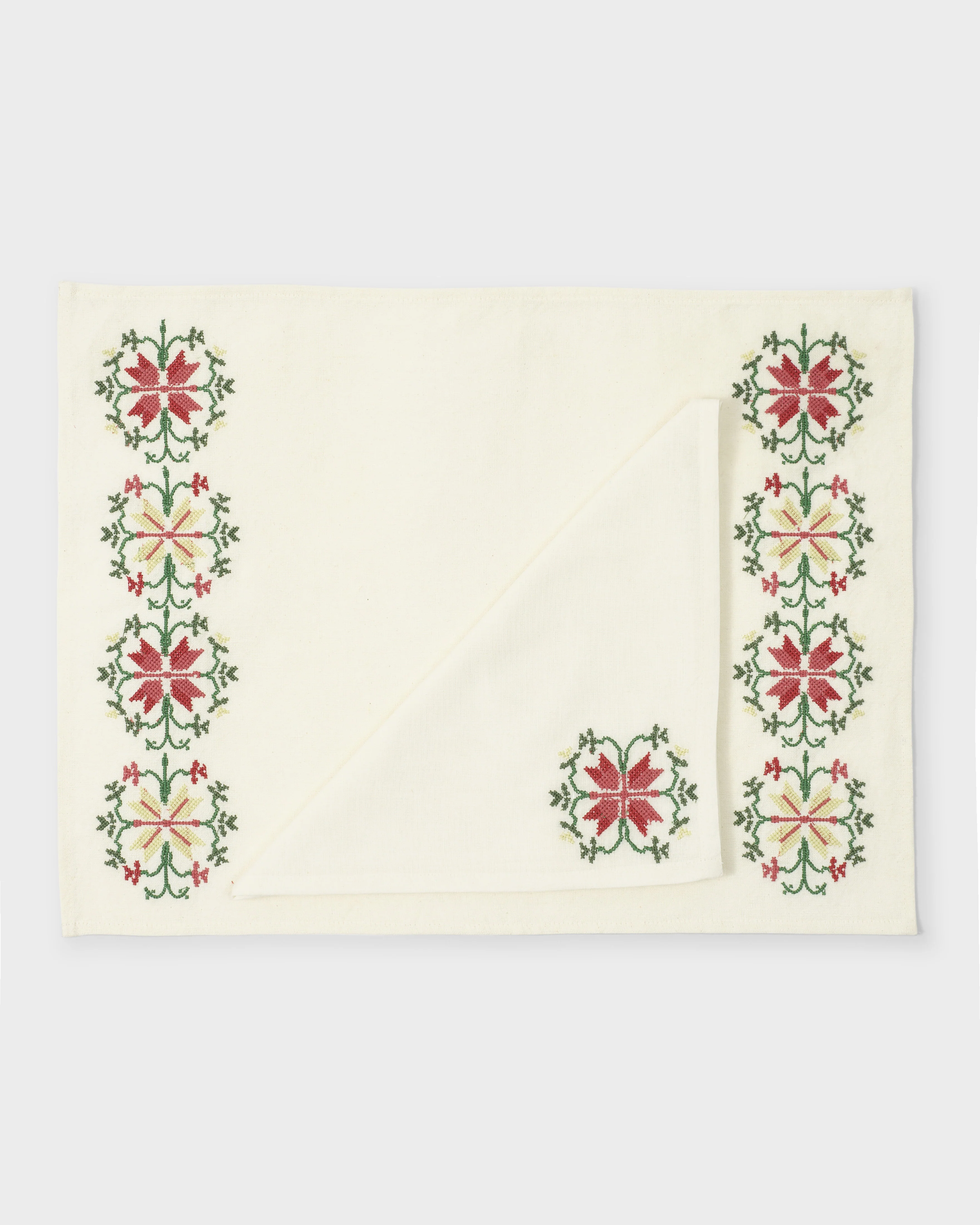 Rohida Embroidered Placemat, Red and White (Set of 2) - Image 3