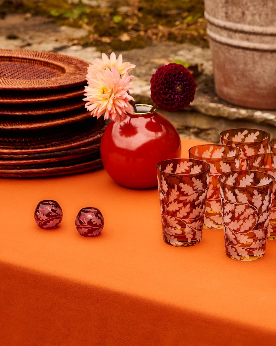 Engraved Oak Leaf Salt and Pepper Set, Burgundy - Image 3