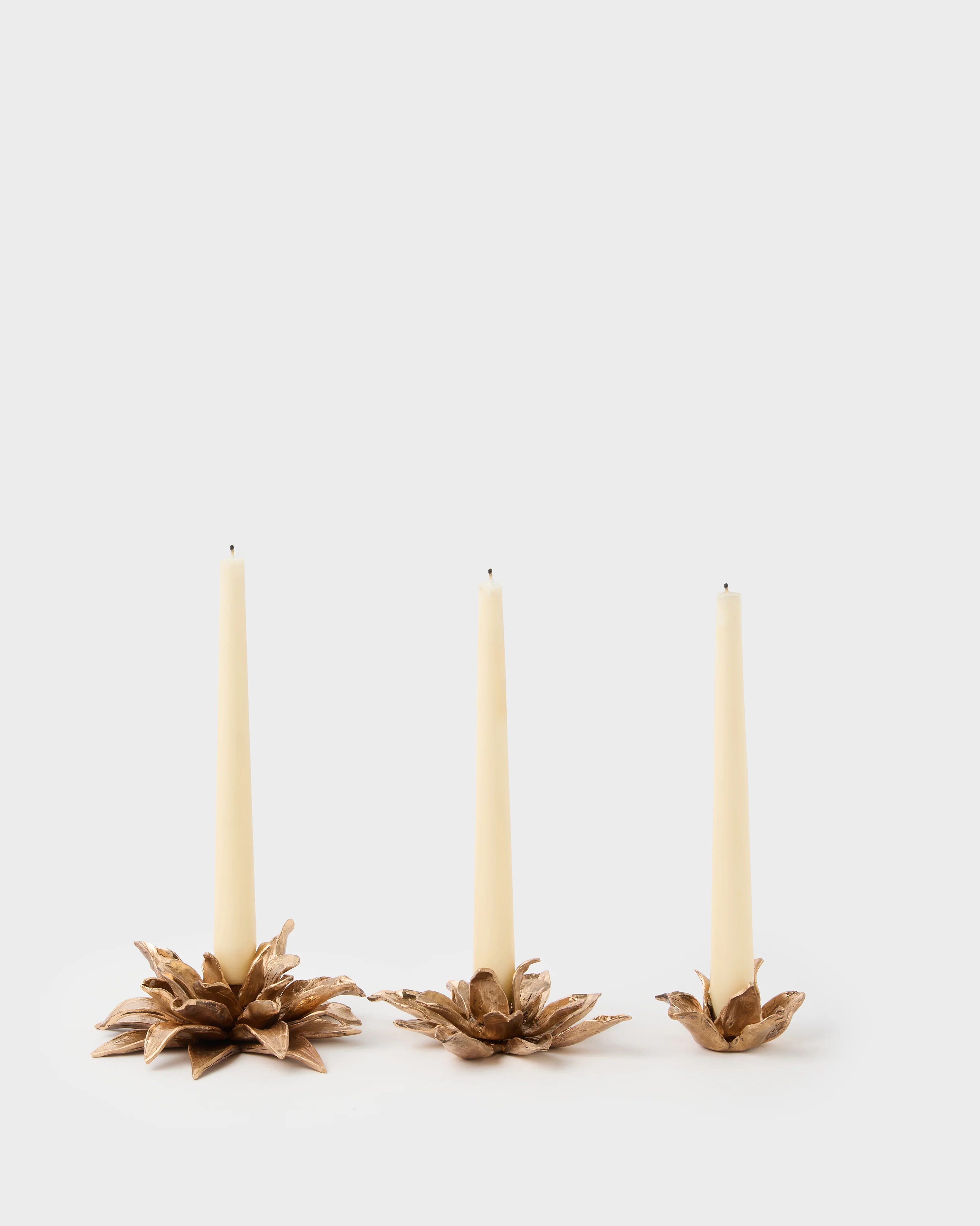 Set of 3 Dalia Bronze Candle Holders by Osanna Visconti - Image 4