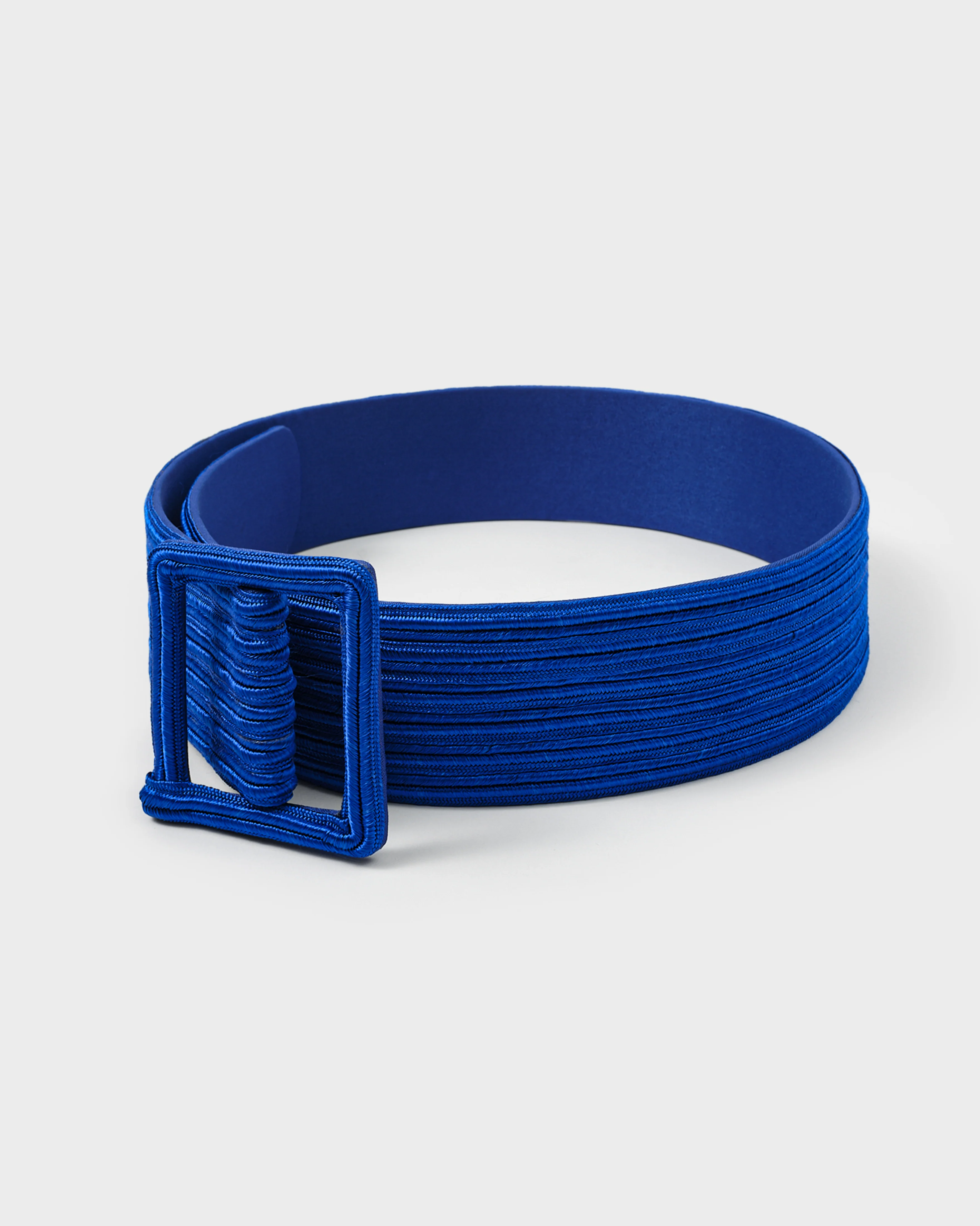 Silk Ribbed Belt, Blue
