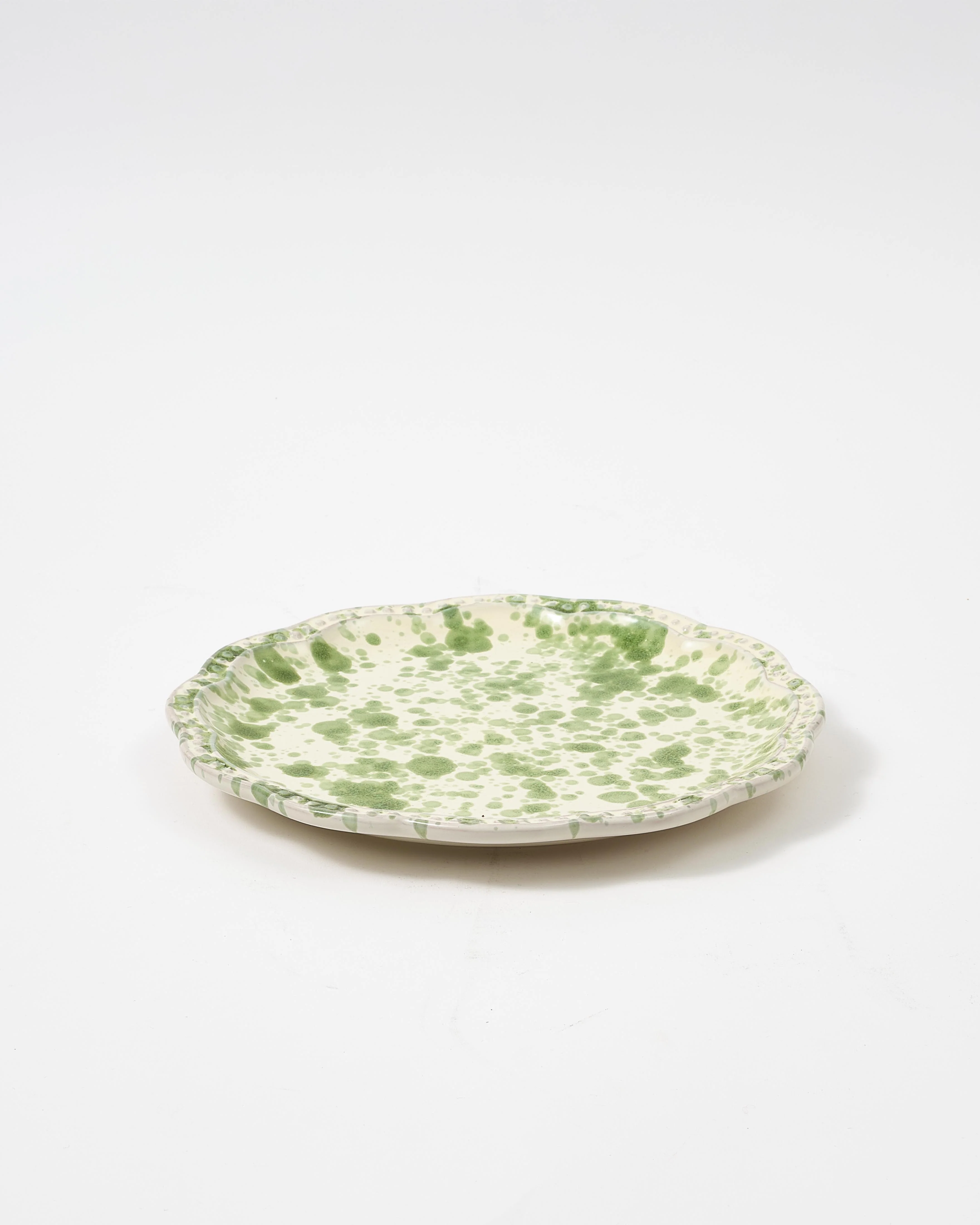 Speckled Dessert Plate, Green and White - Image 3