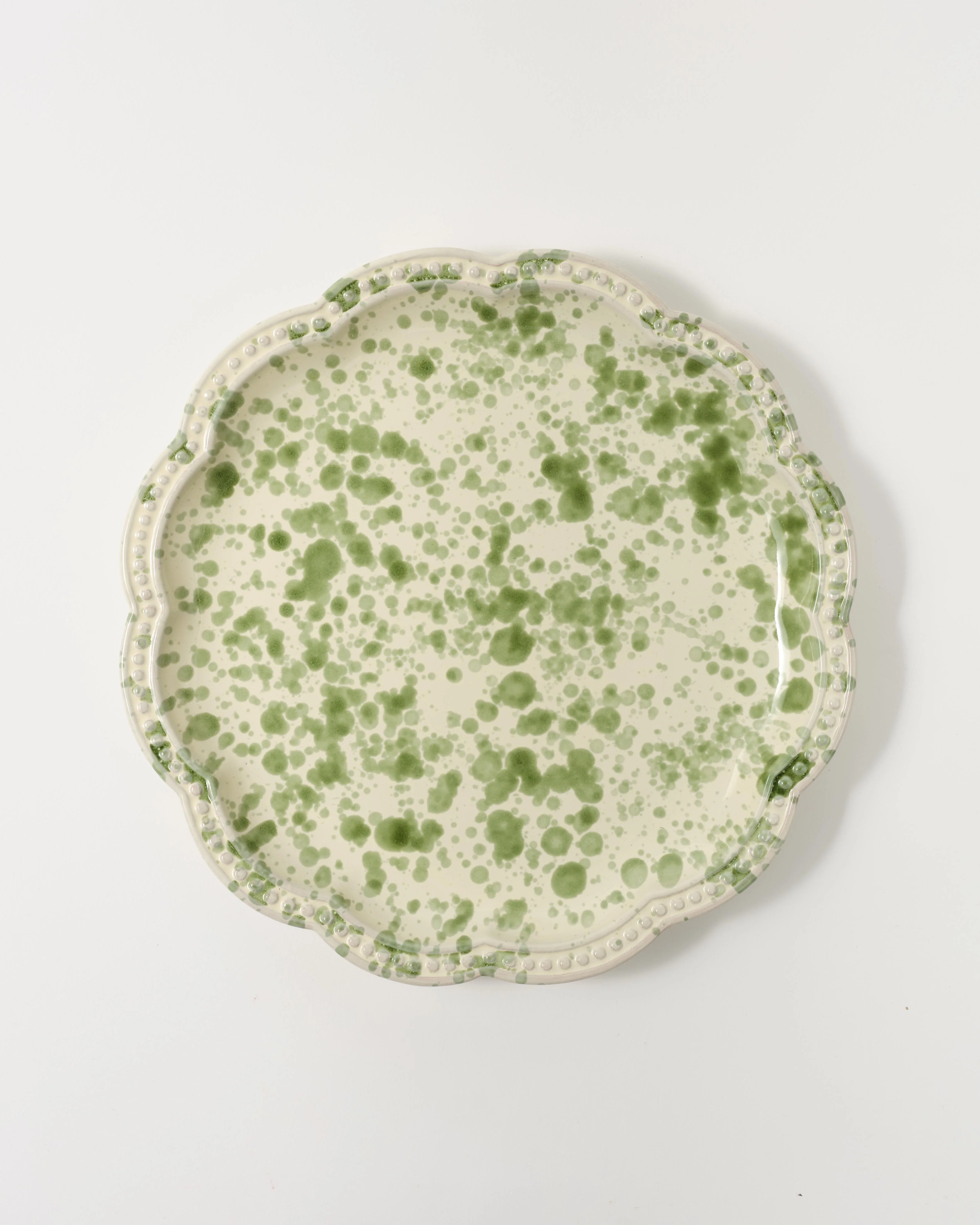 Speckled Dinner Plate, Green and White