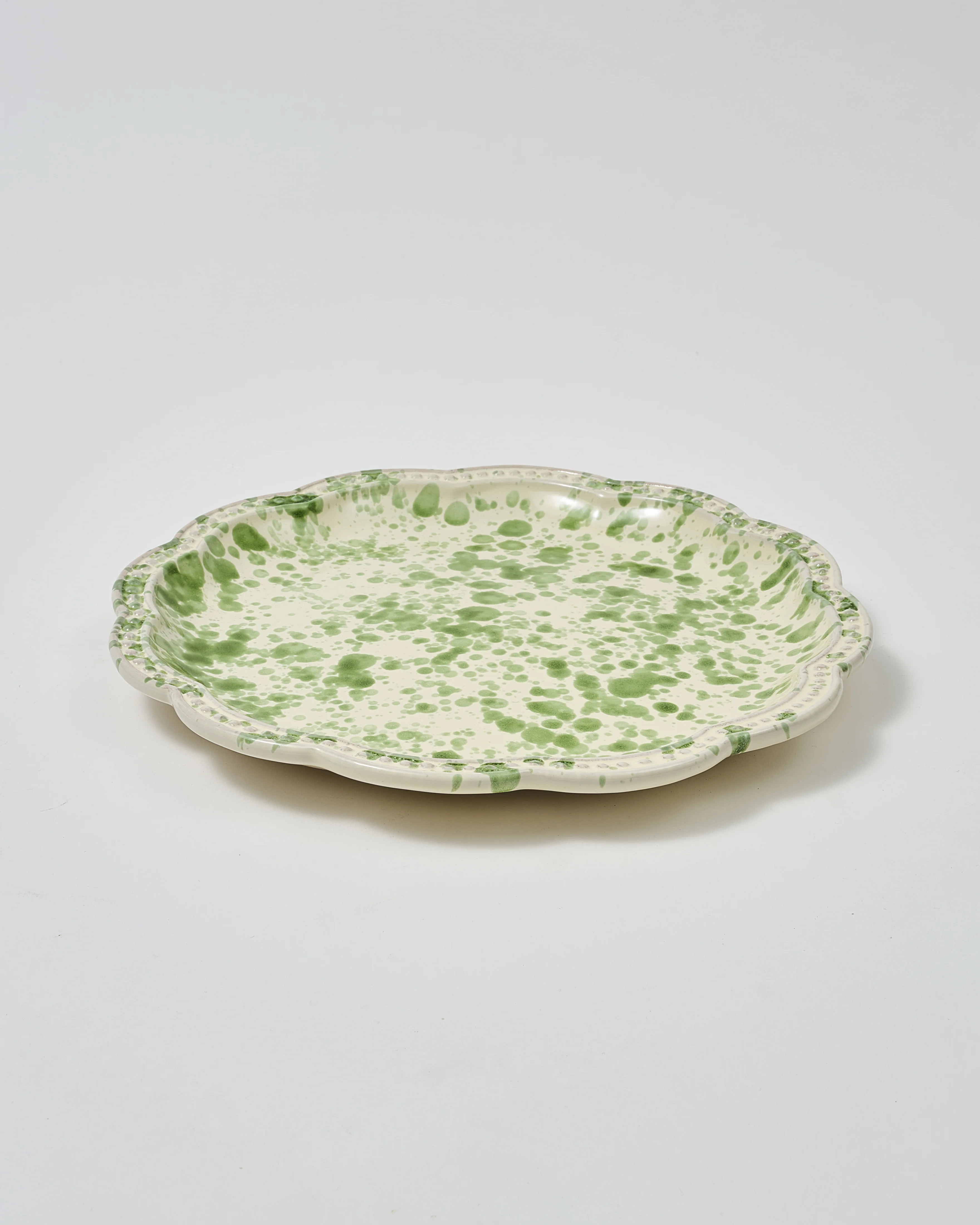 Speckled Dinner Plate, Green and White - Image 3