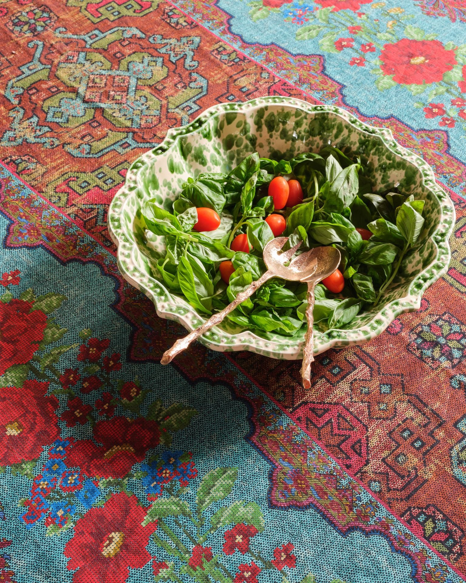 Speckled Serving Bowl, Green and White - Image 4
