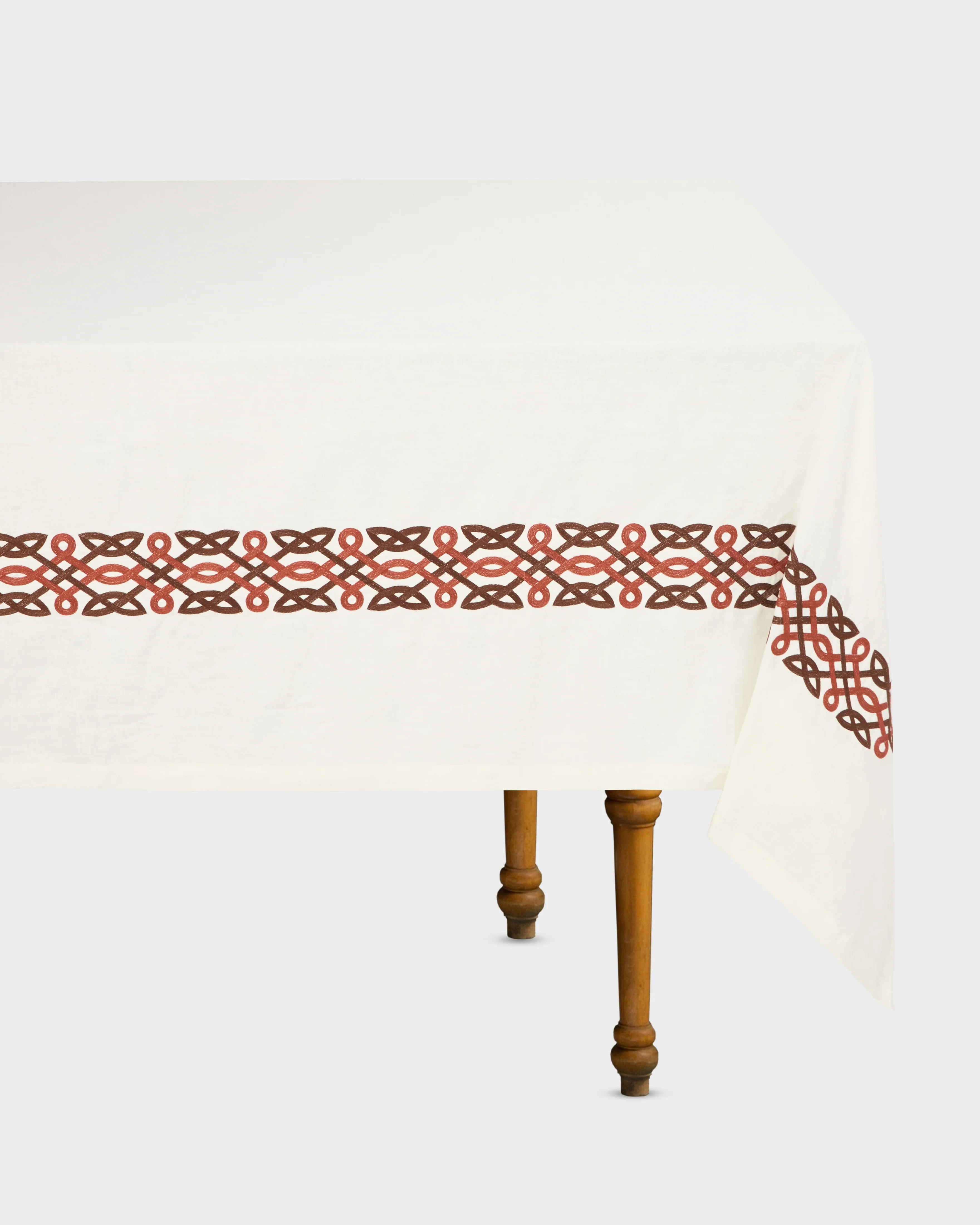Ivory Embroidered Linen Tablecloth - Image 3