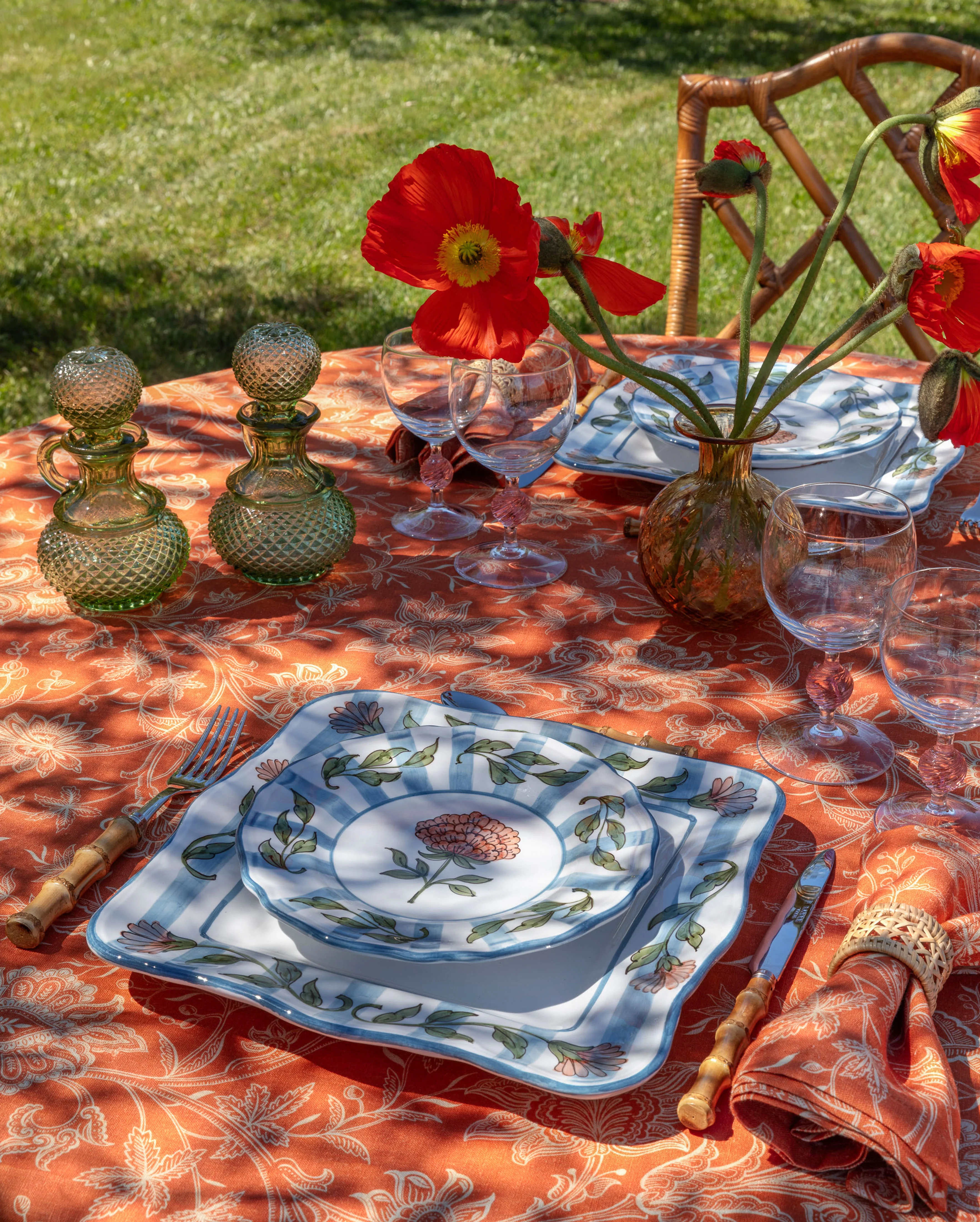 Destree x Cabana Tablecloth Orange, Square - Image 2