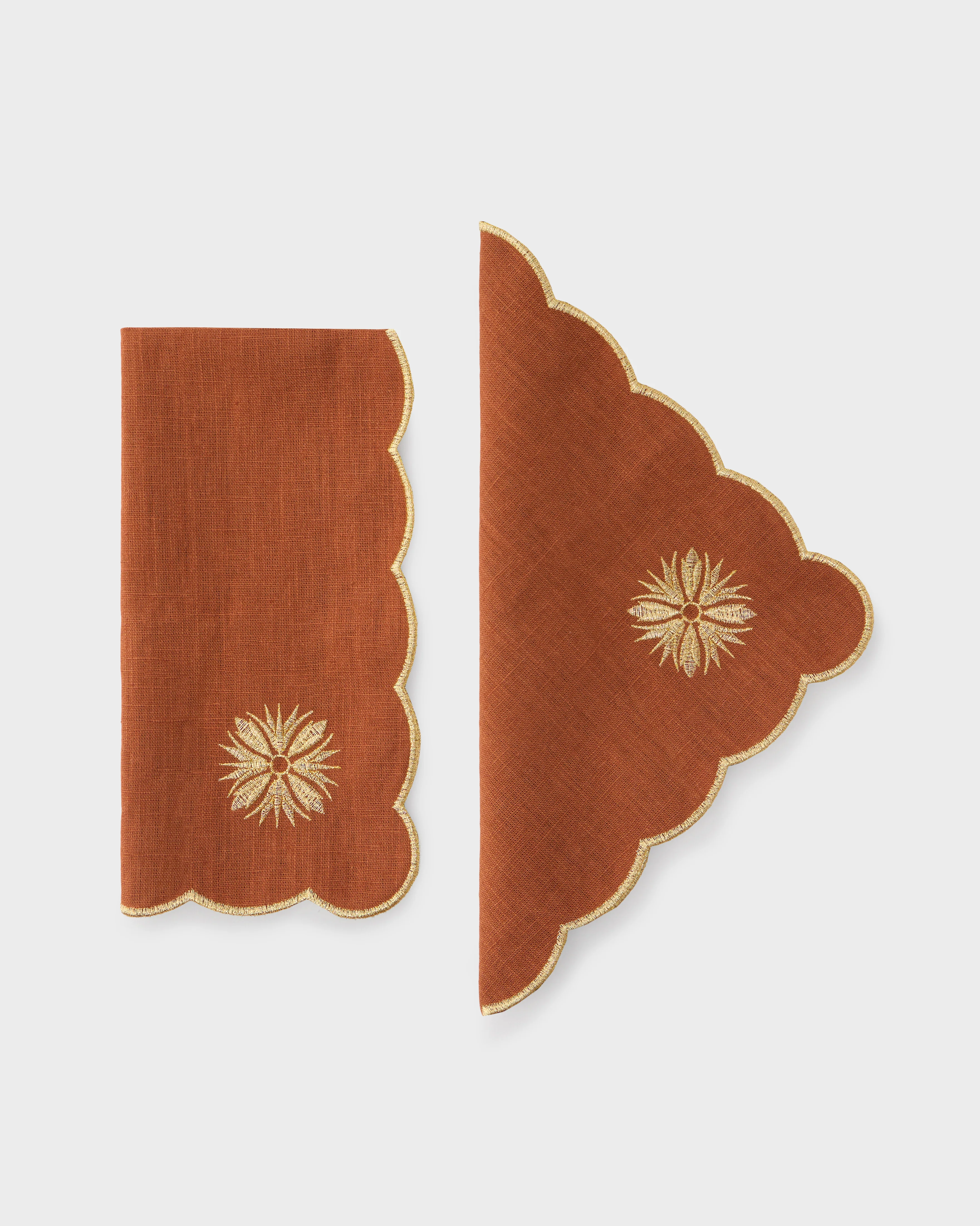 Terracotta Embroidered Napkin Gold