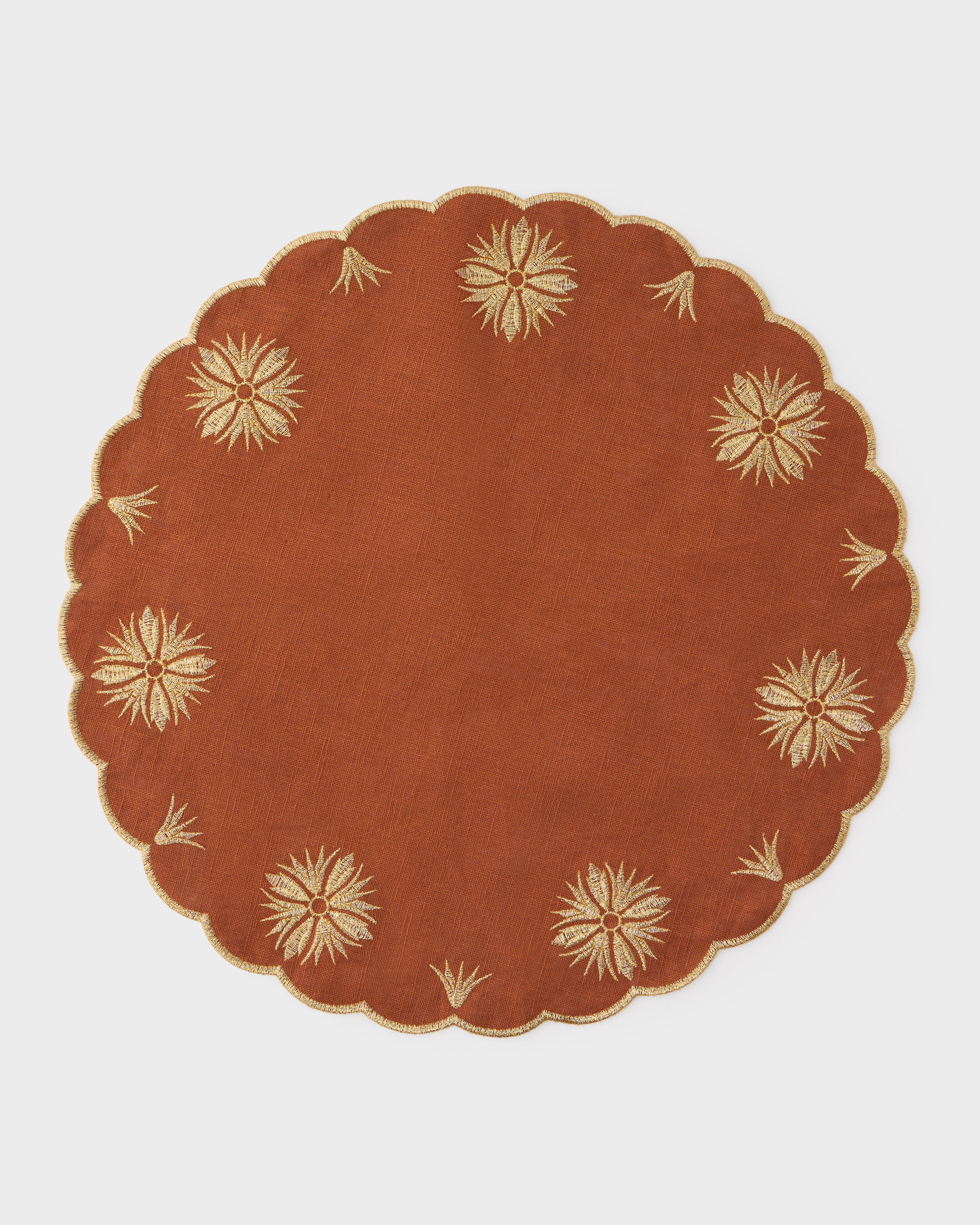 Terracotta Embroidered Placemat Gold