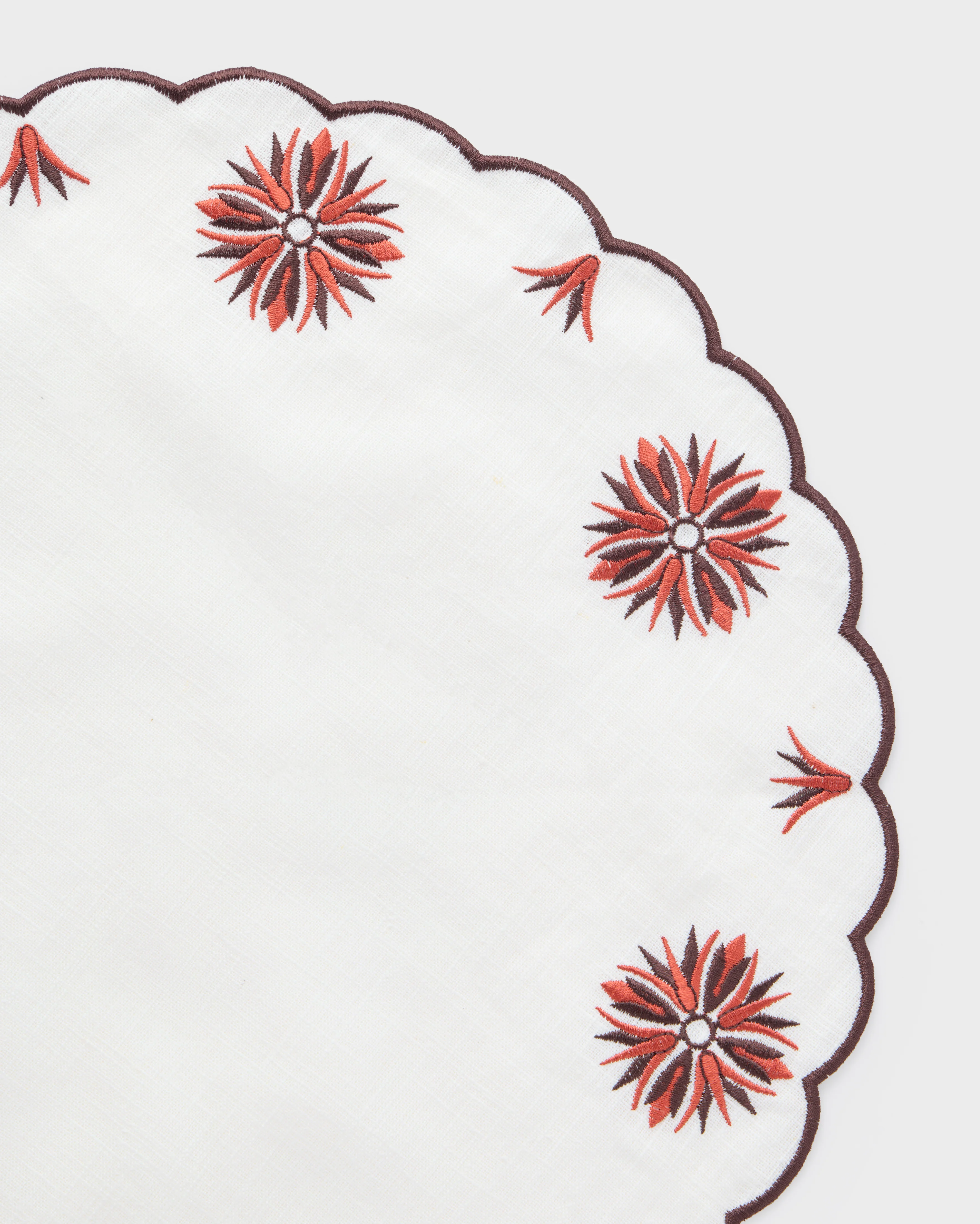 Botanica Embroidered Burgundy Placemat and Napkin Set - Image 3