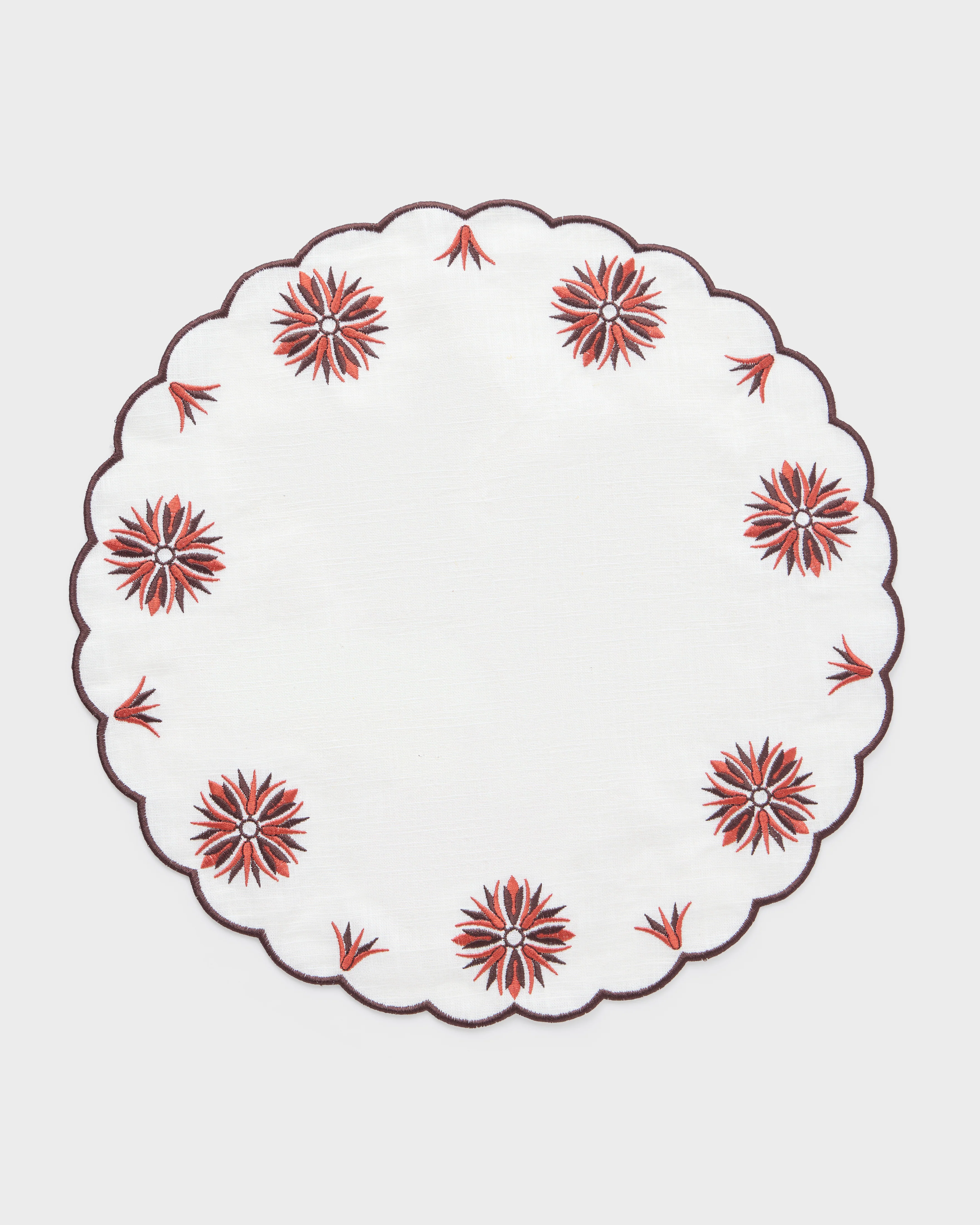 Botanica Embroidered Burgundy Placemat and Napkin Set - Image 4