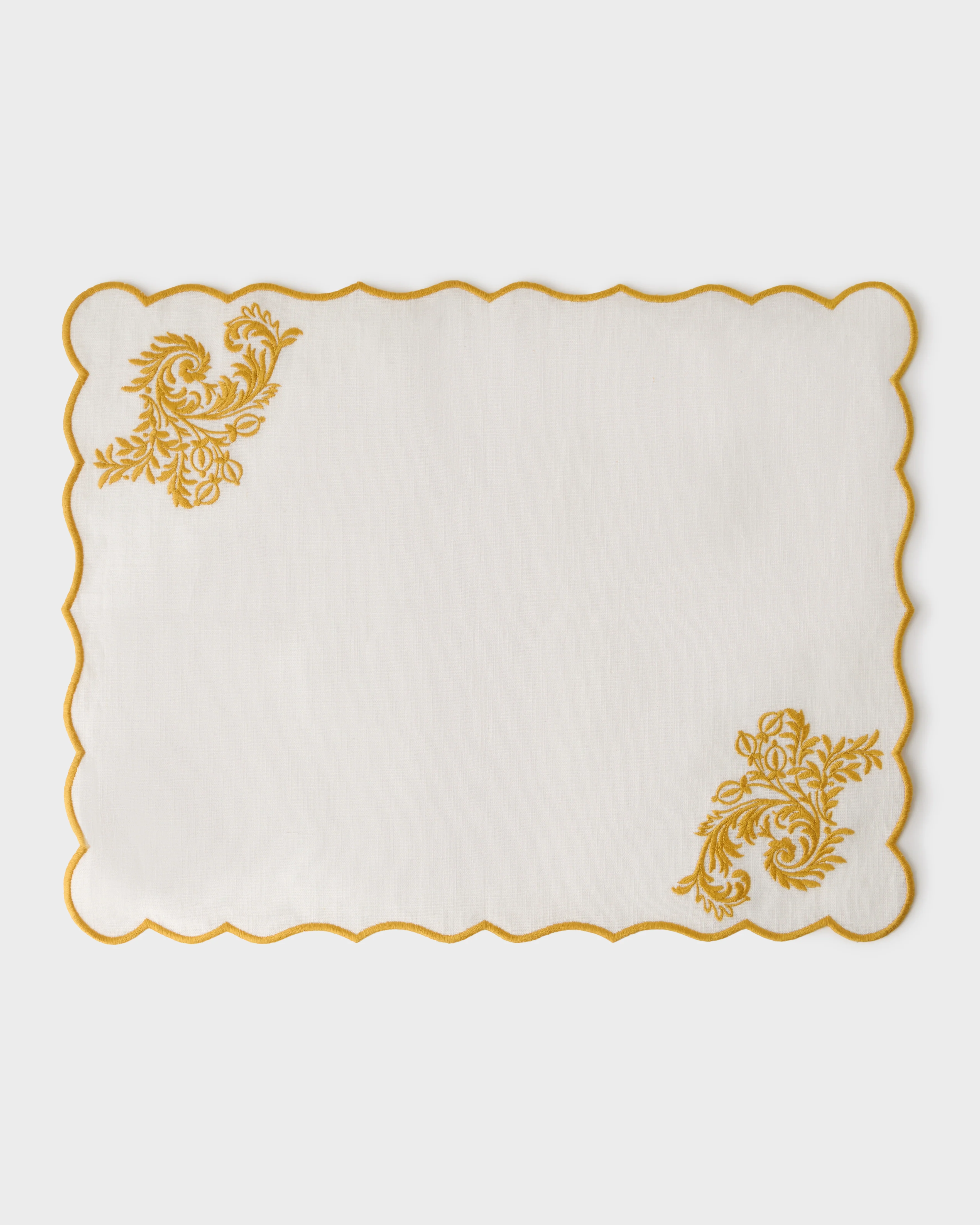 The Botanica Embroidered Yellow Placemat and Napkin Set - Image 3