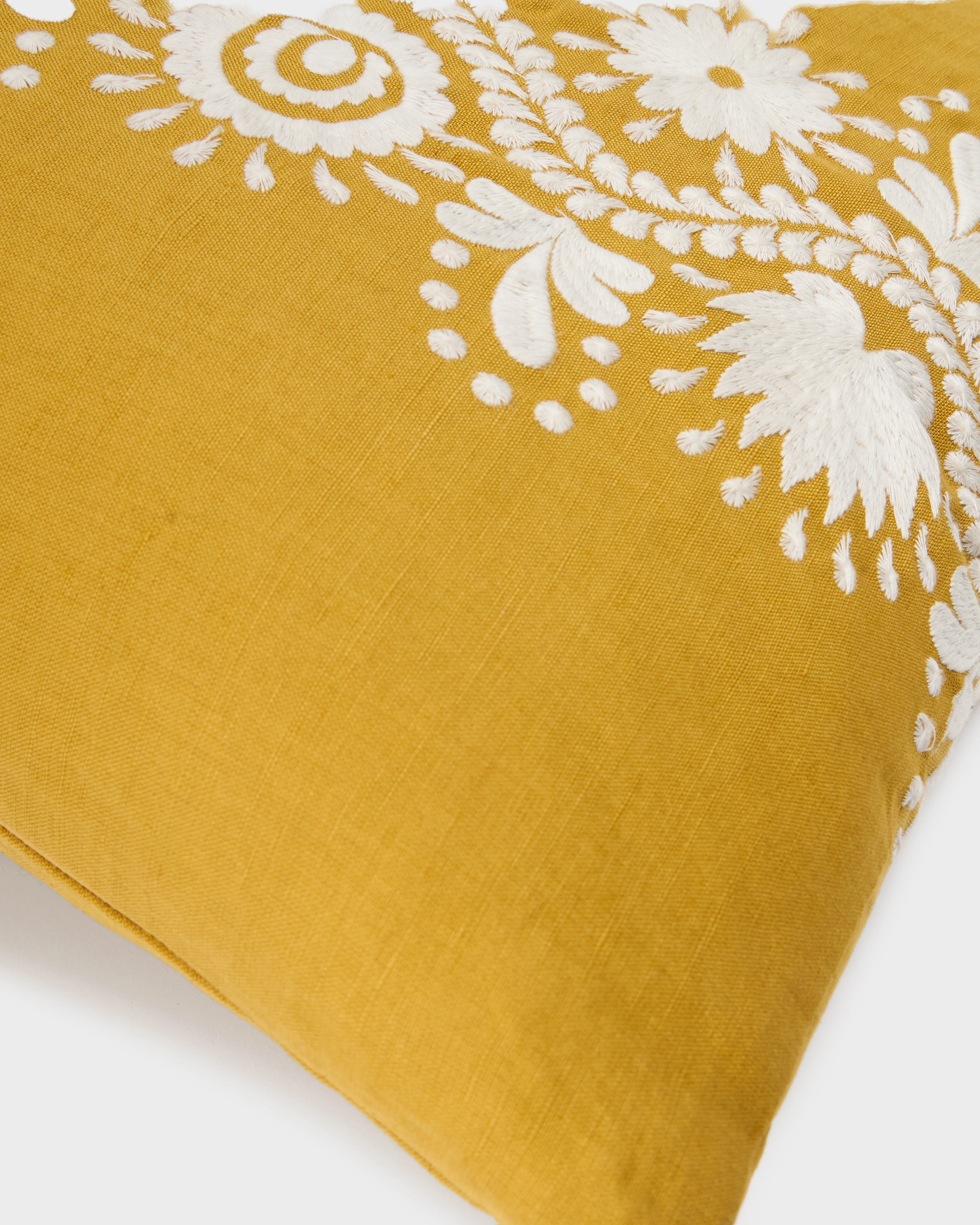 Schumacher x Cabana Theodora Embroidered Cushion, Saffron (Set of 2) - Image 3