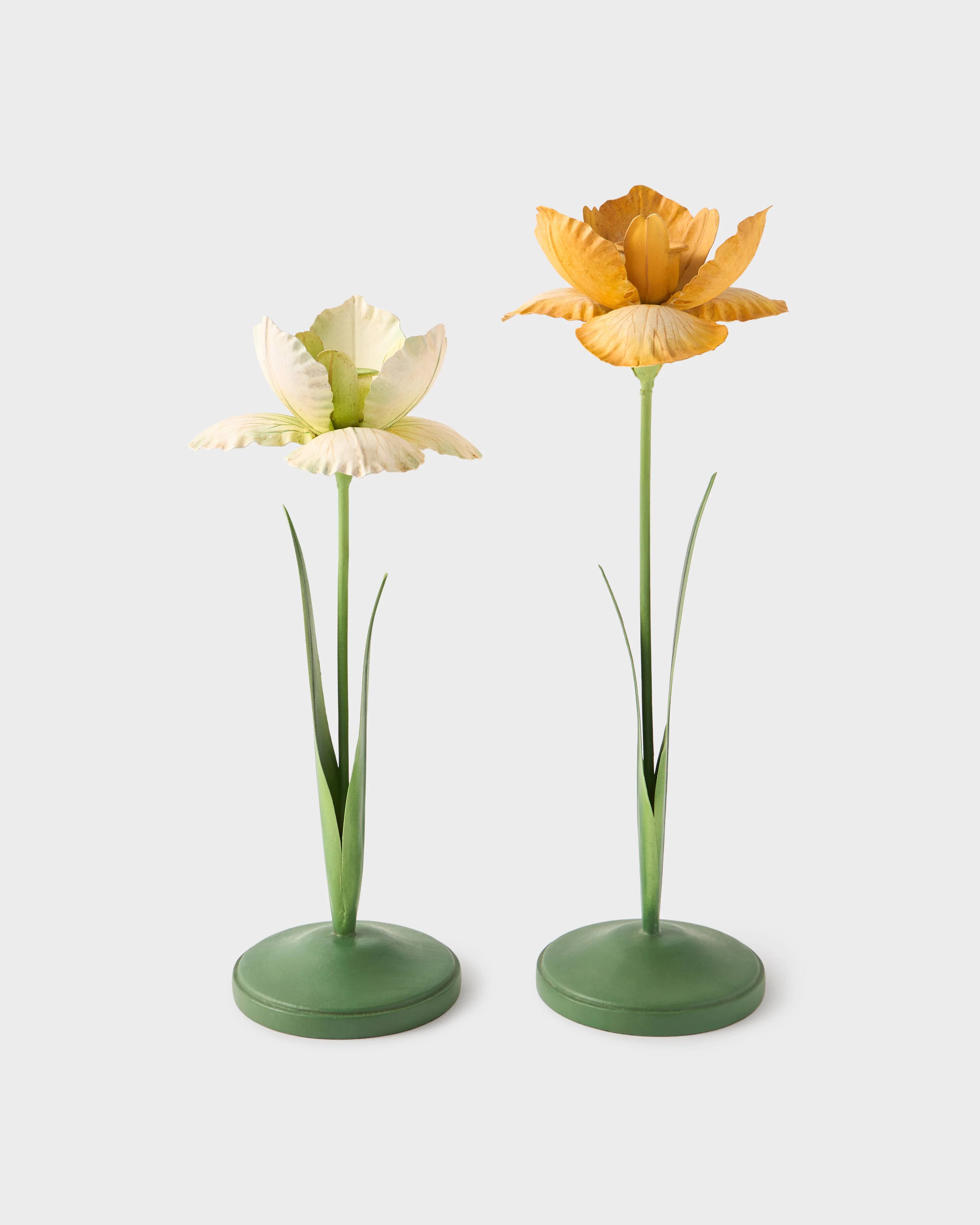 Daffodil Painted Metal Candle Holder, White - Image 3