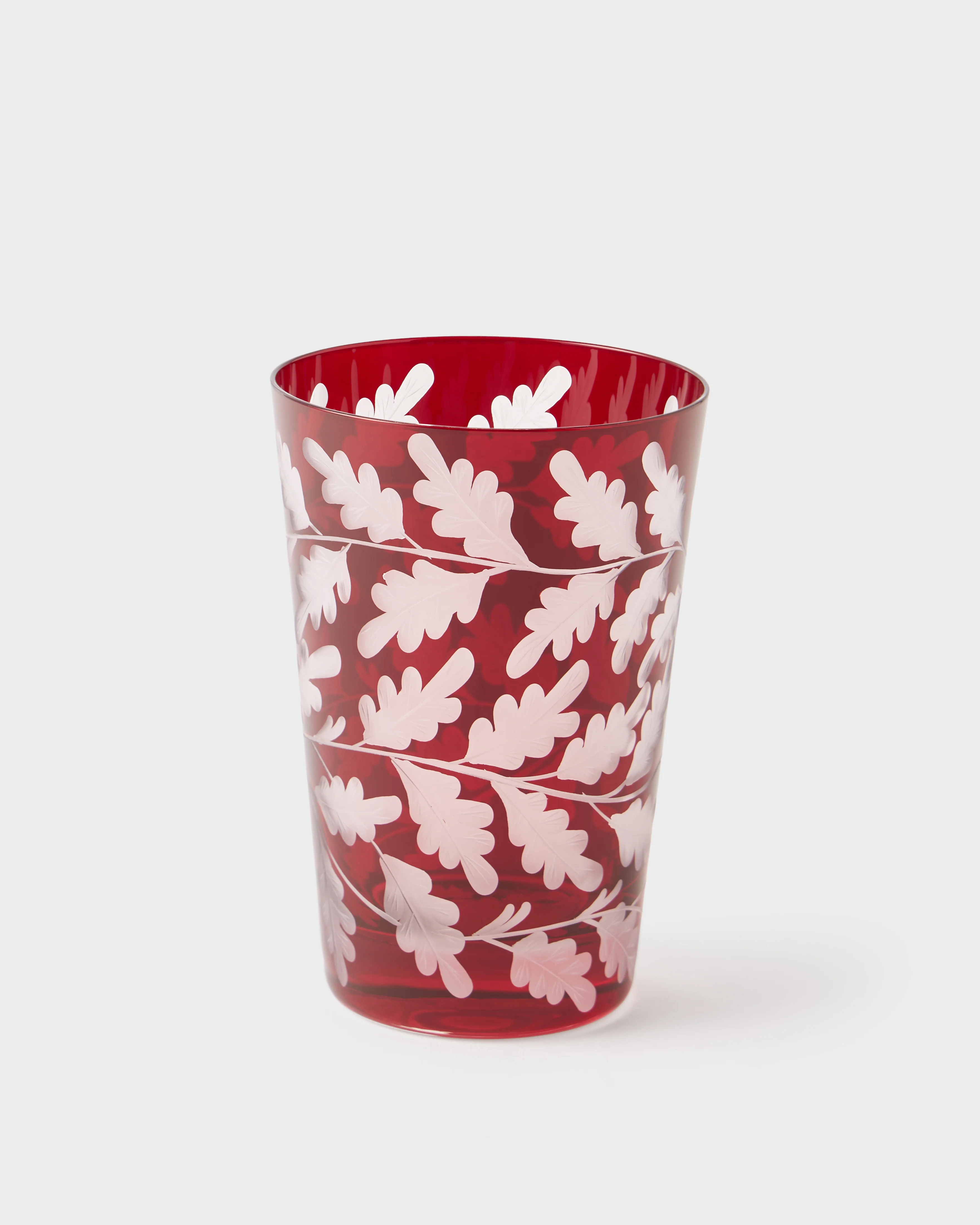Engraved Oak Leaf Water Tumbler, Burgundy
