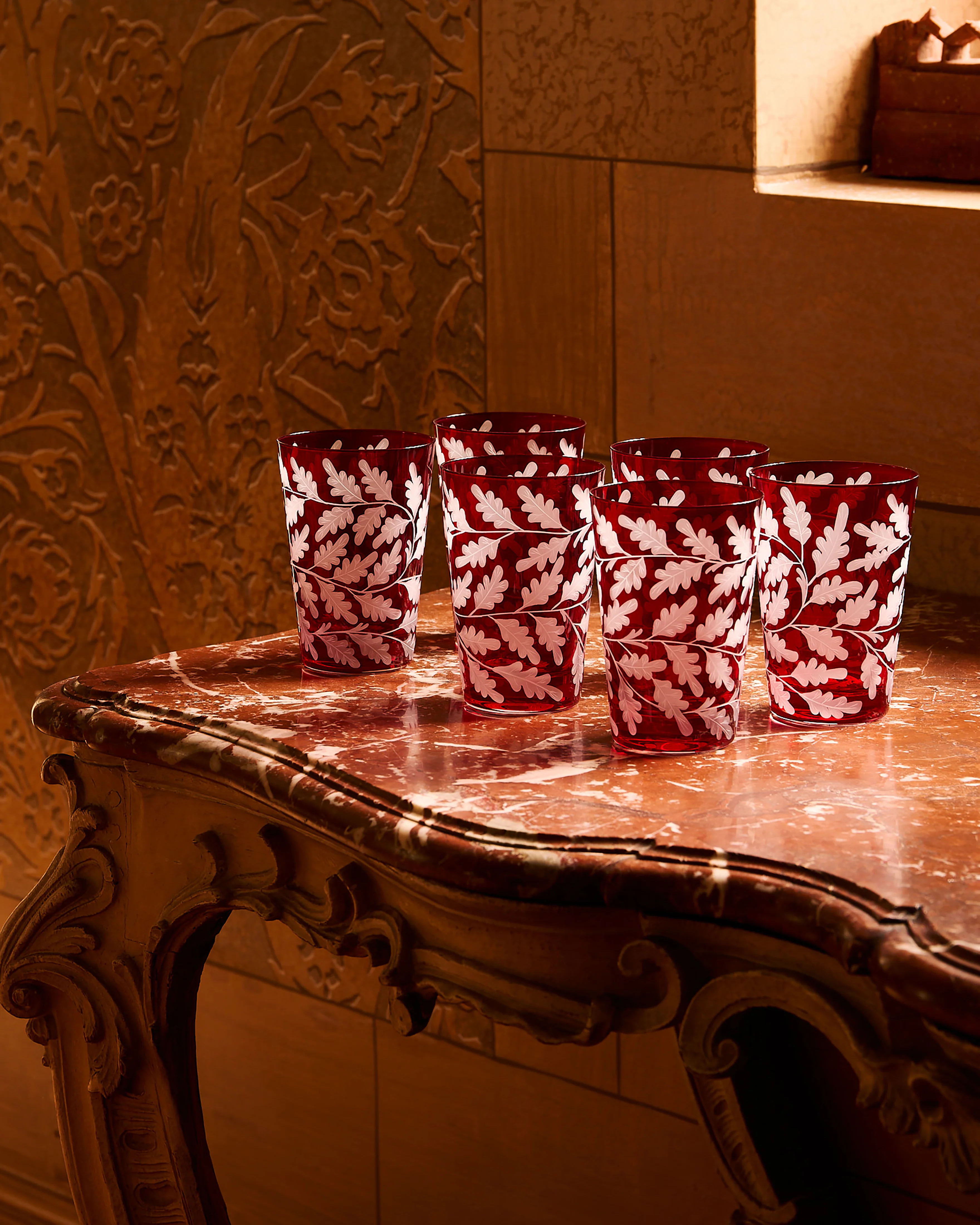 Engraved Oak Leaf Water Tumbler, Burgundy - Image 3