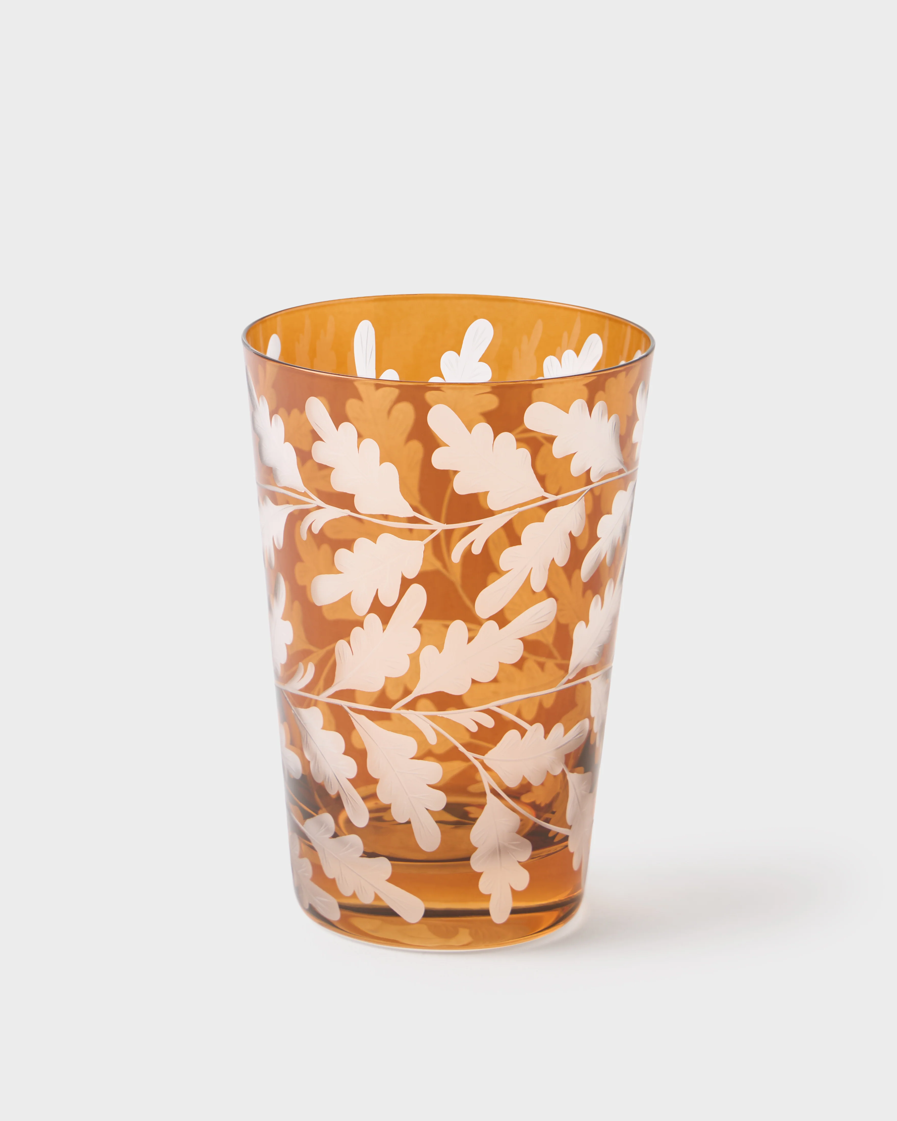 Engraved Oak Leaf Water Tumbler, Walnut