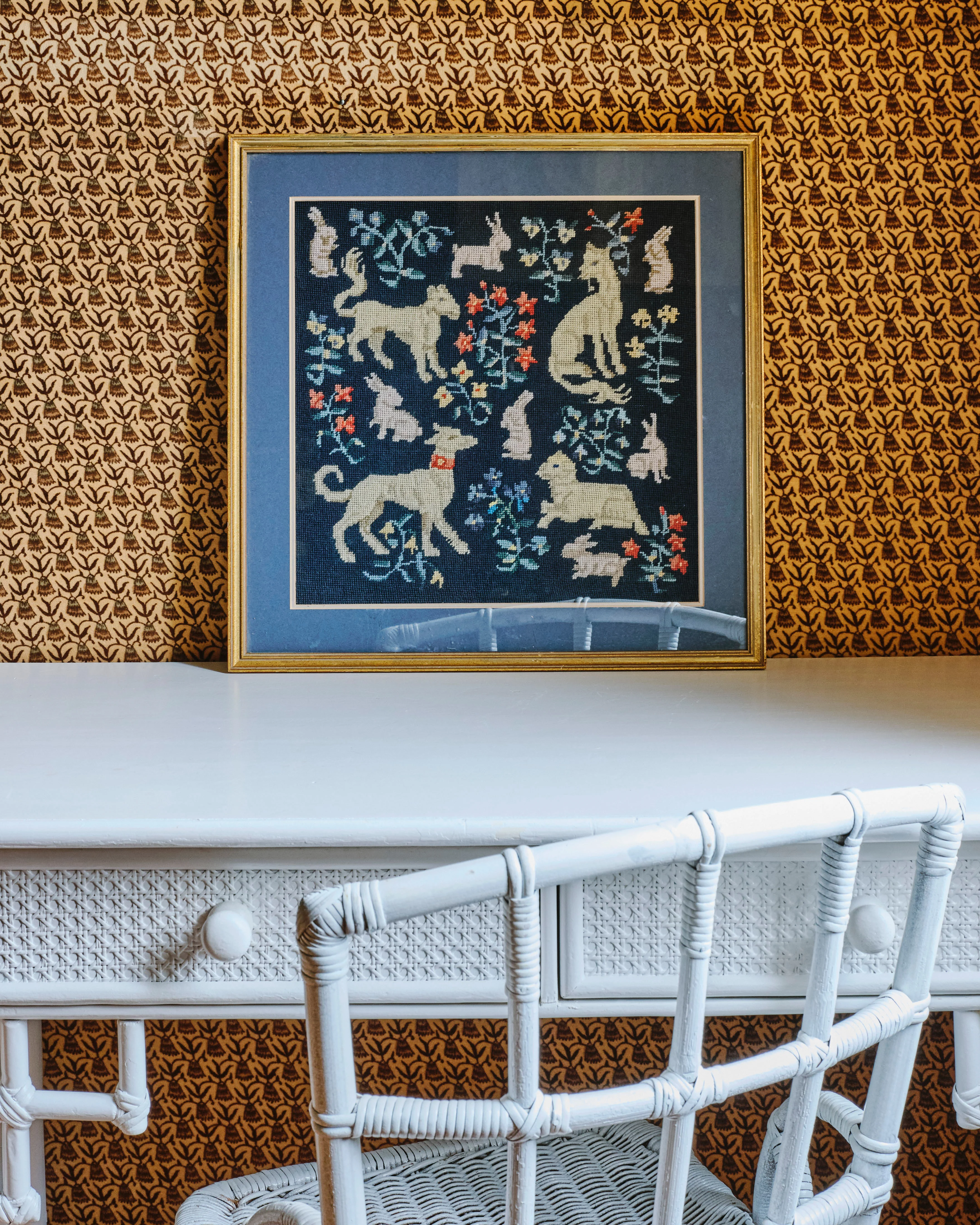 Gilt-Framed Needlepoint Tapestry Panel - Image 2