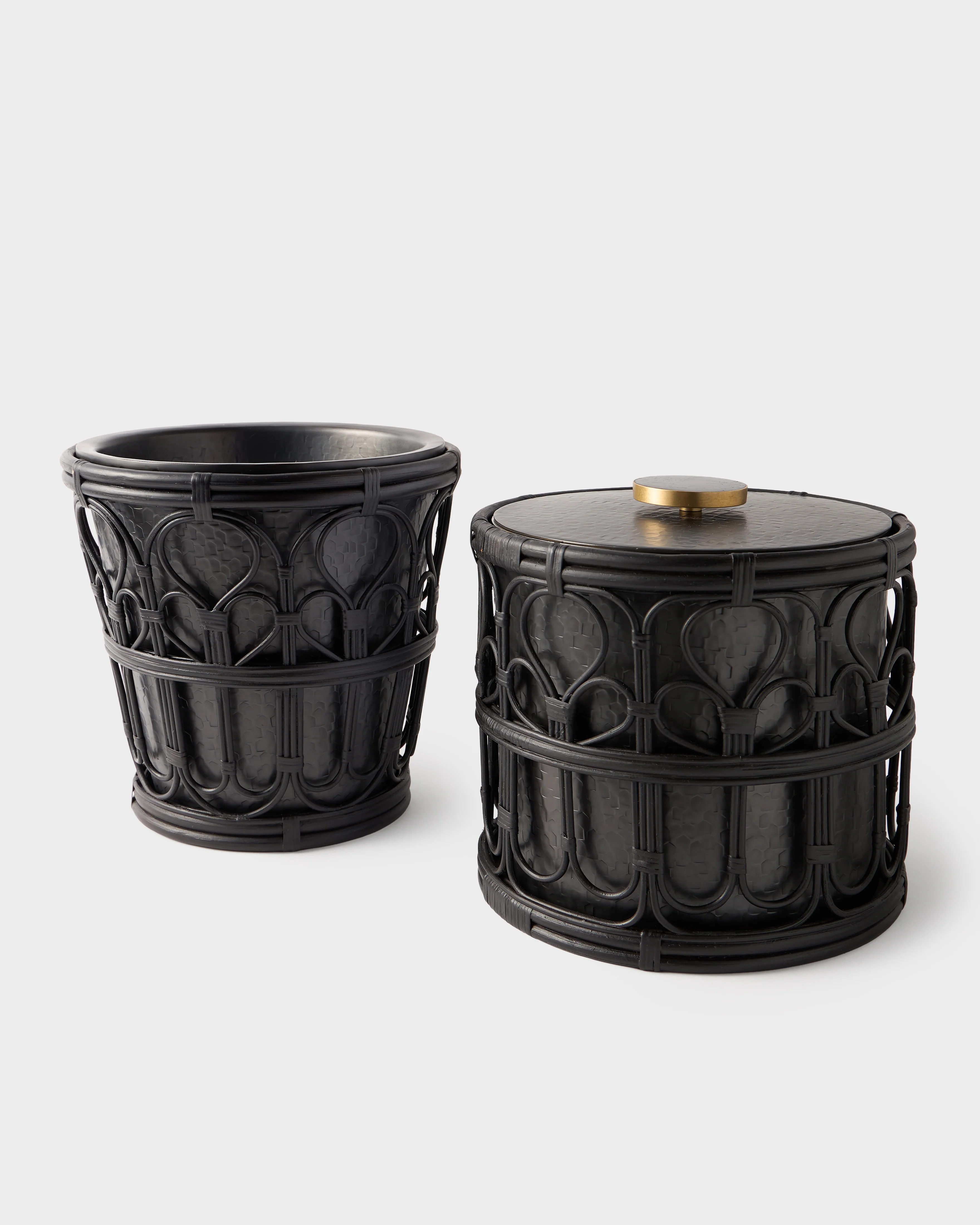 Viya Champagne Bucket in Cane and Brass - Image 3