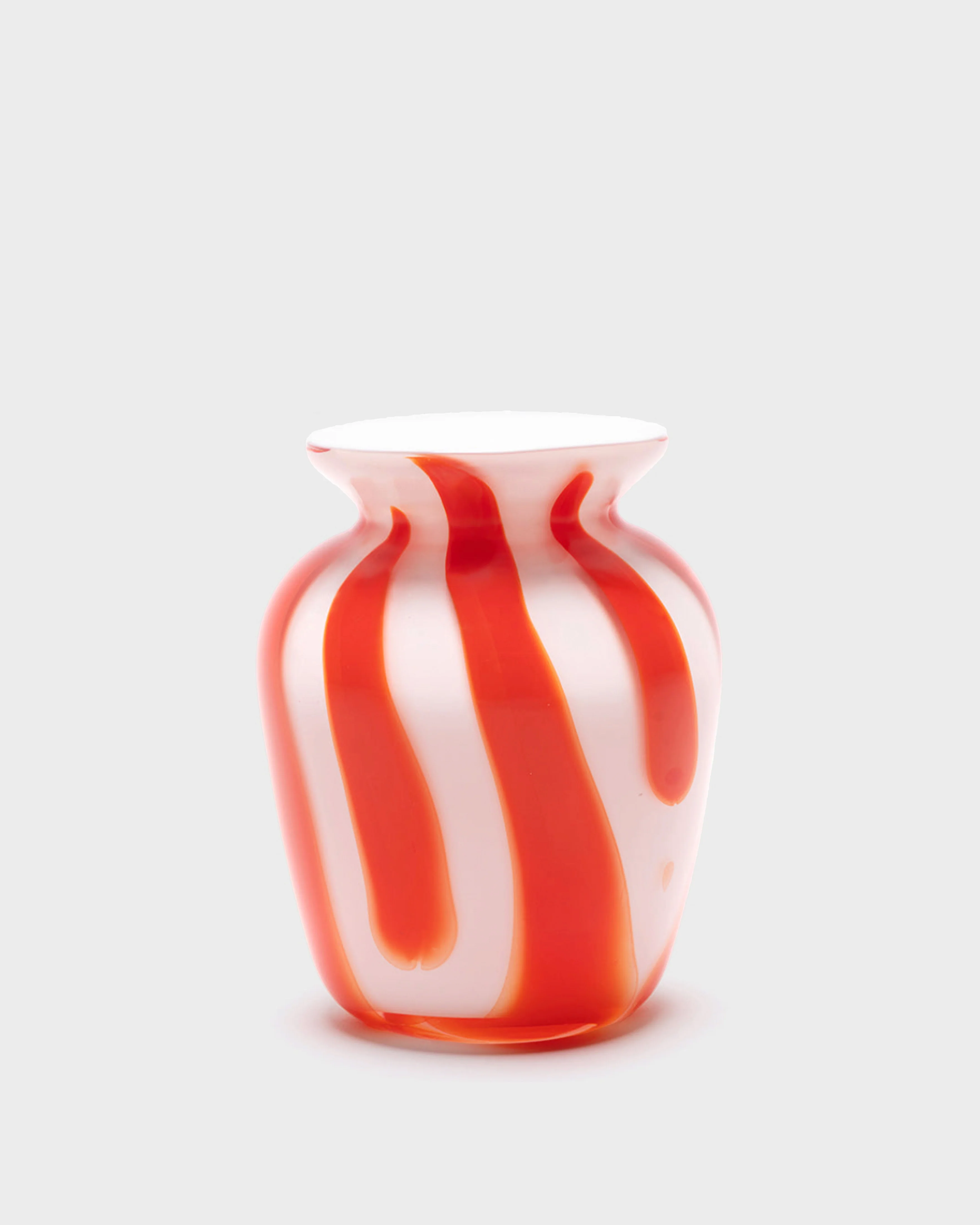 White Vase with Red Stripes
