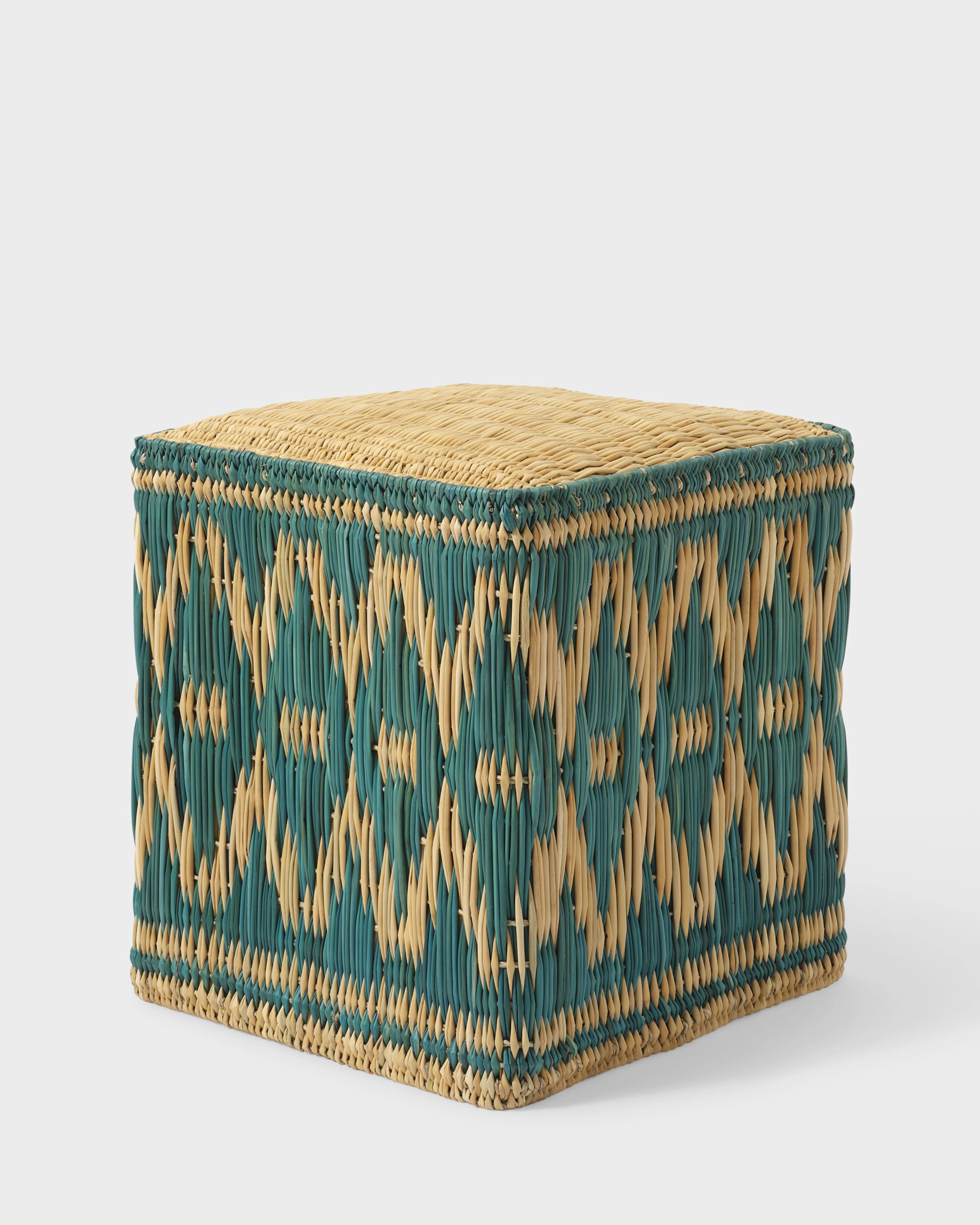 Wicker Stools, Green (Set of 2) - Image 3