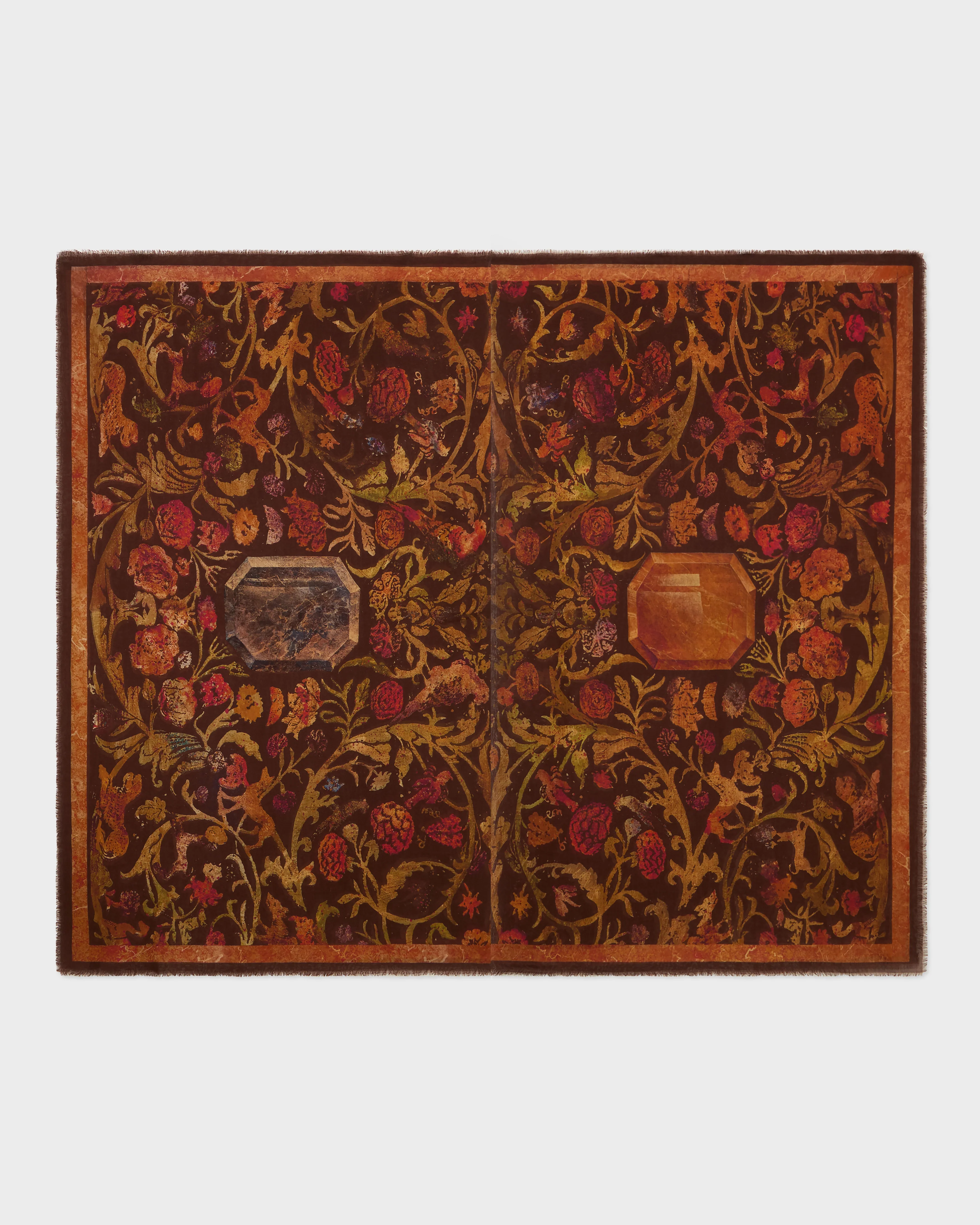 Cabana Pietra Dura Inspired Wool & Silk Scarf, Terracotta - Image 2